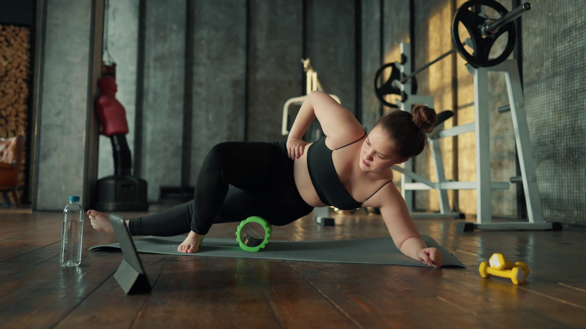 Plus Size Woman Practice Pilates Overweight Stock Footage SBV-348919258 ...