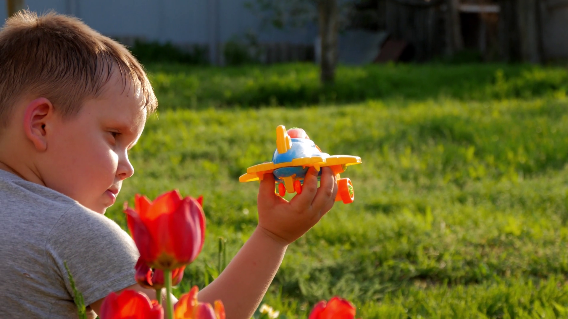 Happy Kid Playing With Toy Airplane Children Stock Footage SBV ...