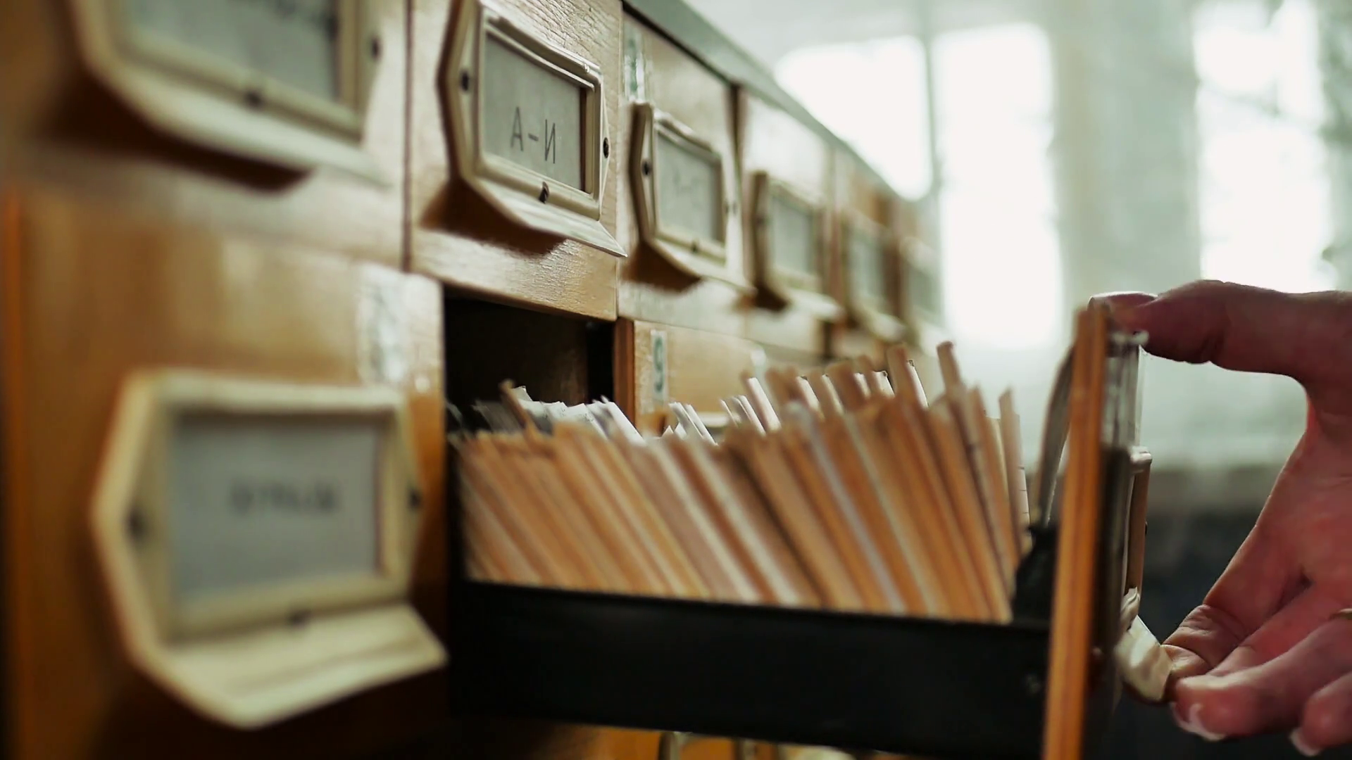 Old Archive With Wooden Drawers Database Stock Footage SBV-320588669 ...