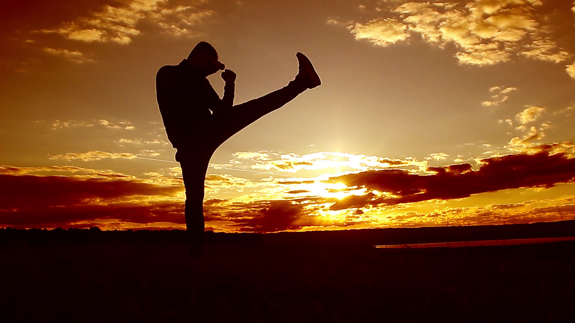 Silhouette Of Man Boxing With Shadow On Stock Footage SBV-313755298 ...