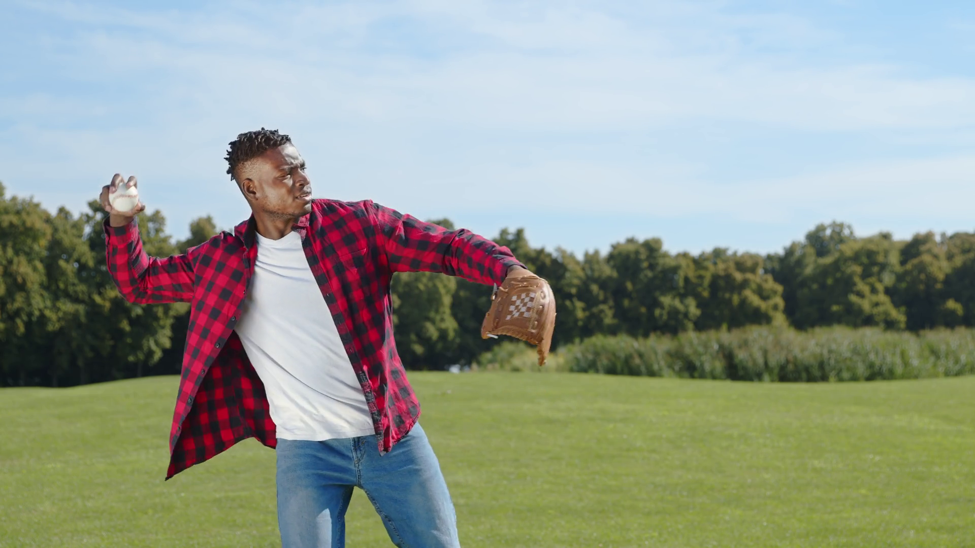 Determined Handsome Black Male Pitcher With Stock Footage SBV-348419480 ...