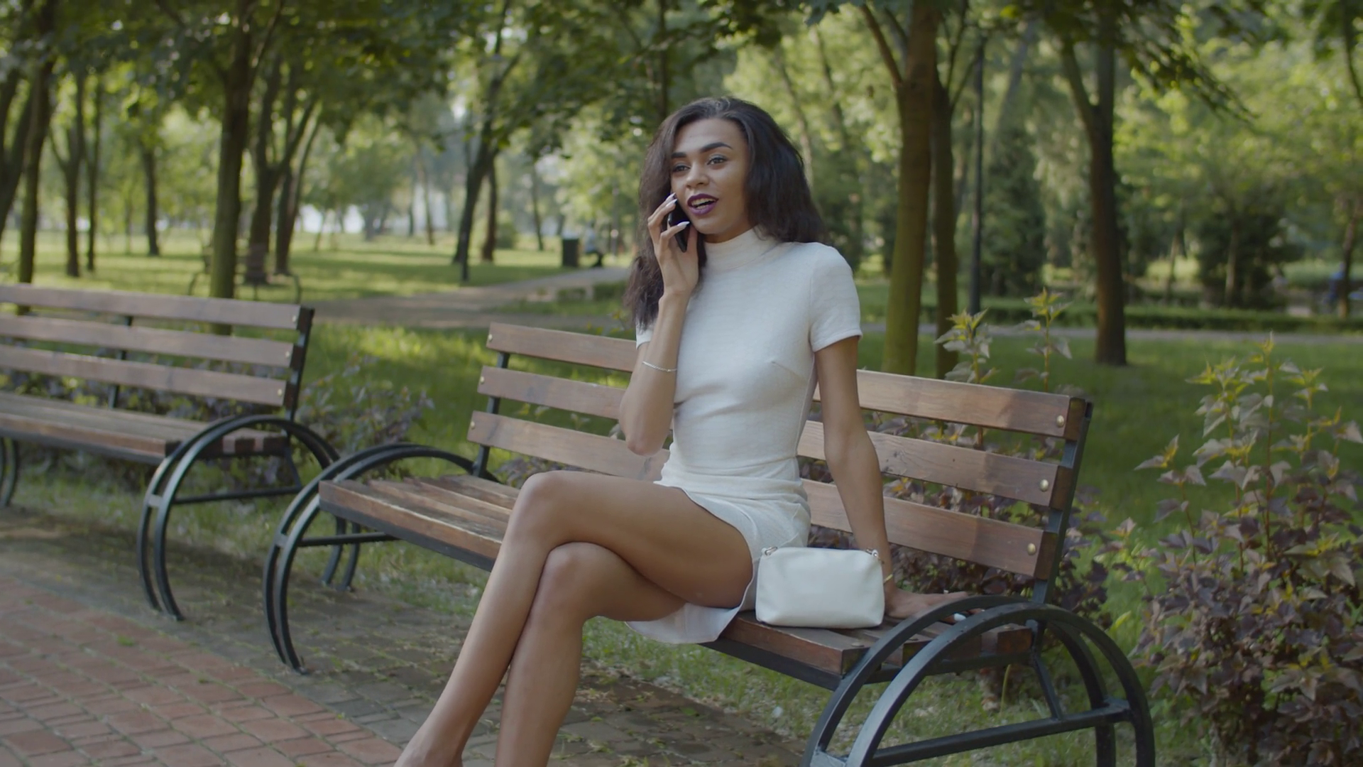 Stylish Woman In High Heels Mini Dress Stock Footage SBV-338590890 ...