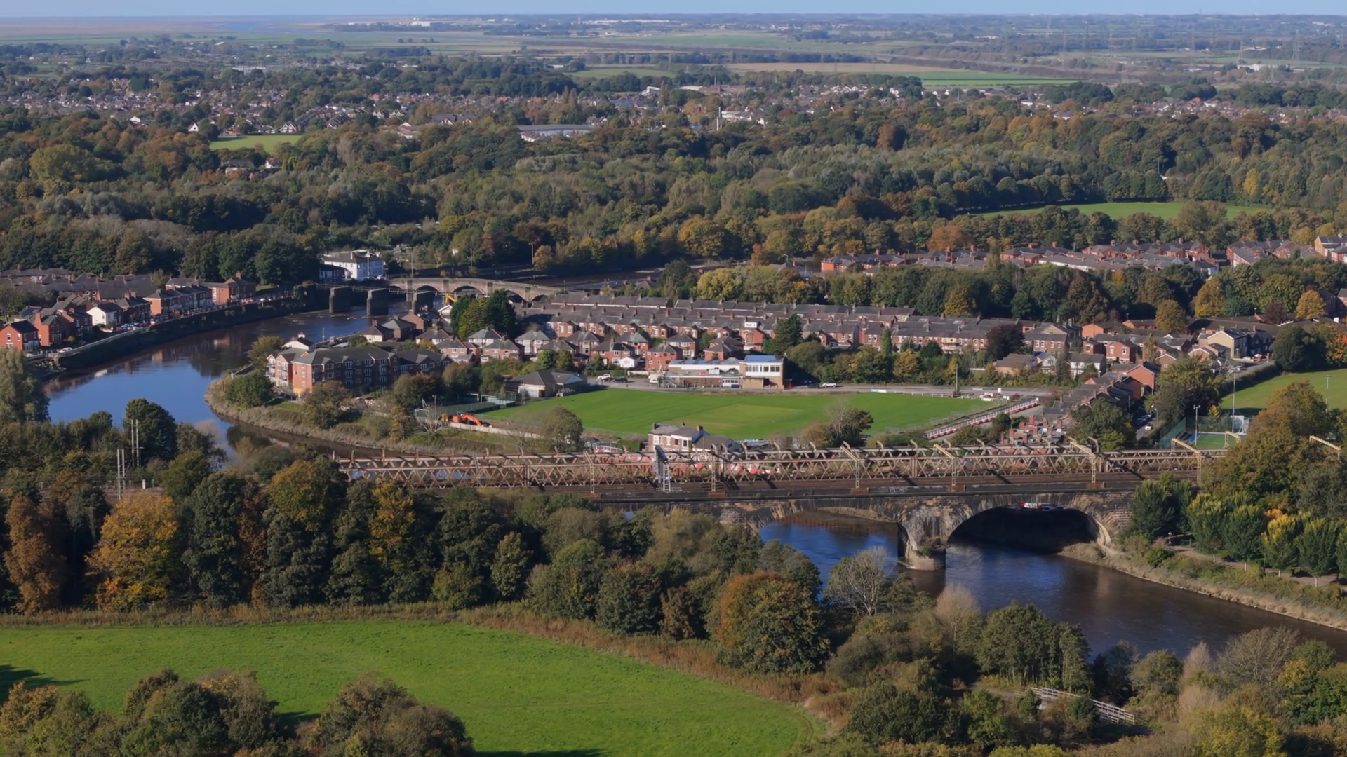 Aerial View Of River Ribble Going Through Stock Footage SBV-352099643 ...