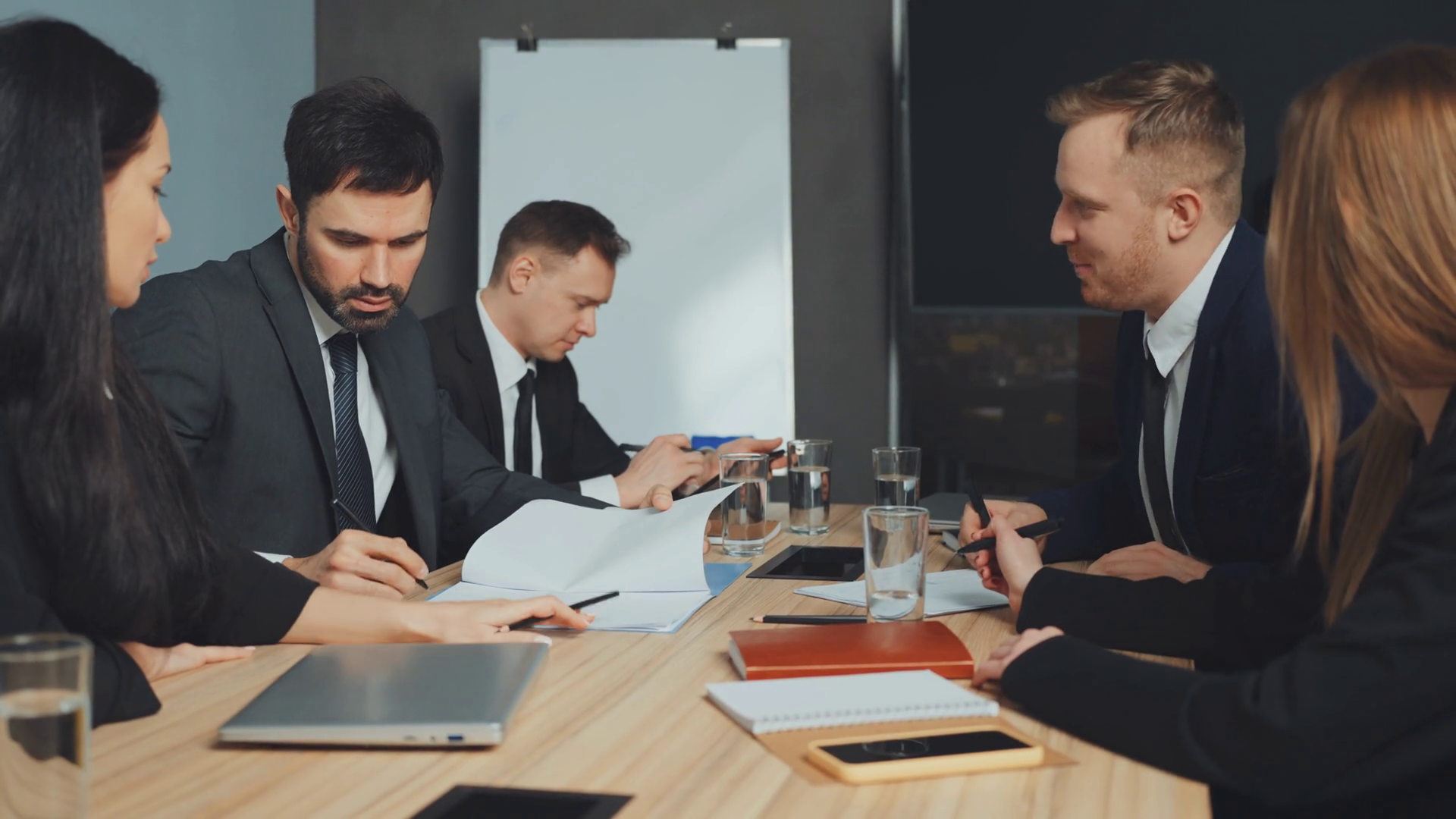 Colleagues Signing Documents Finalizing Stock Footage SBV-349027619 ...