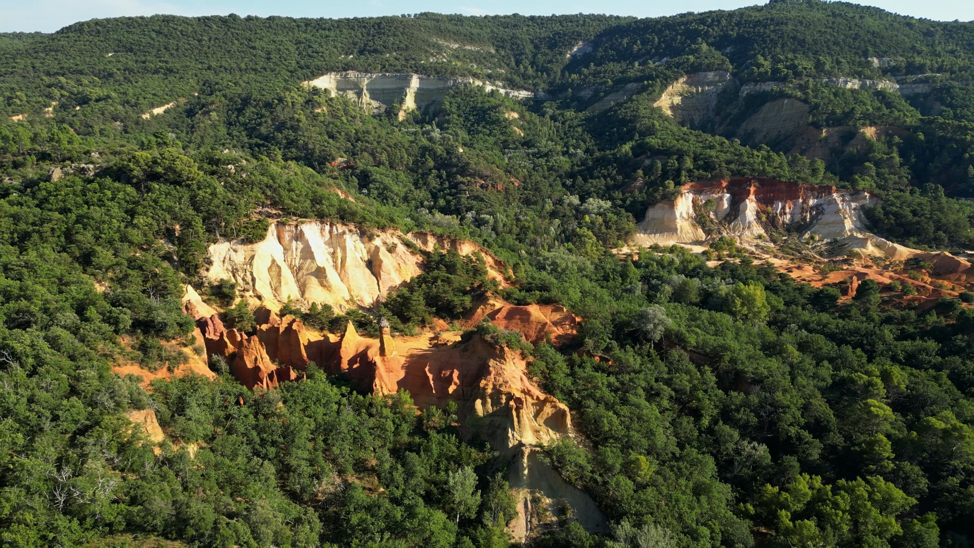 Aerial Close-up Of Rustrel Canyon Cliffs Red Stock Footage SBV ...