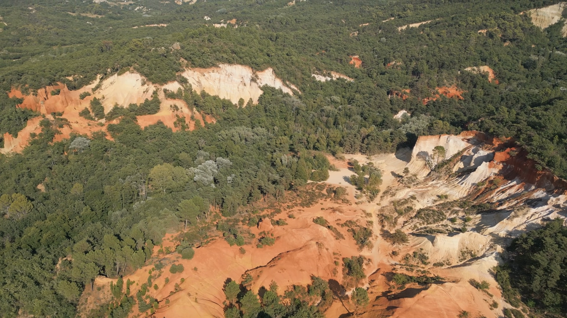 Aerial Panoramic View Of Rustrel Canyon Red Stock Footage SBV-354001072 ...