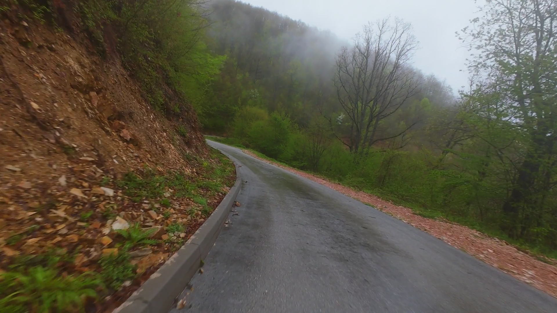 Aerial View Of Foggy Mountain Road Weaving Stock Footage SBV-352084488 ...
