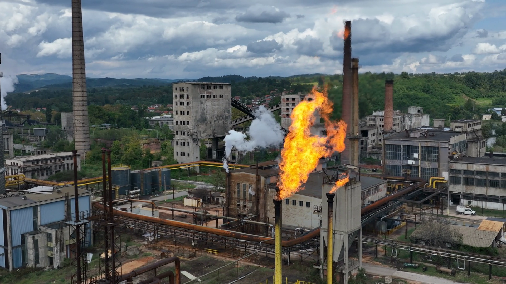 Burning Torch At Chemical Plant Emission Of Stock Footage SBV-348718863 ...