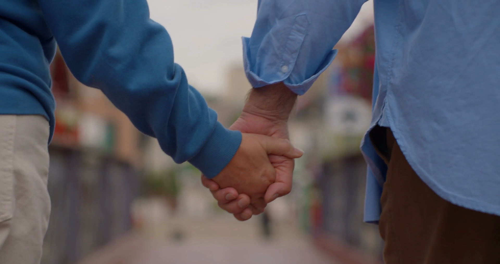 Back View Of Elderly Couple Holding Hands Stock Footage SBV-348379003 ...