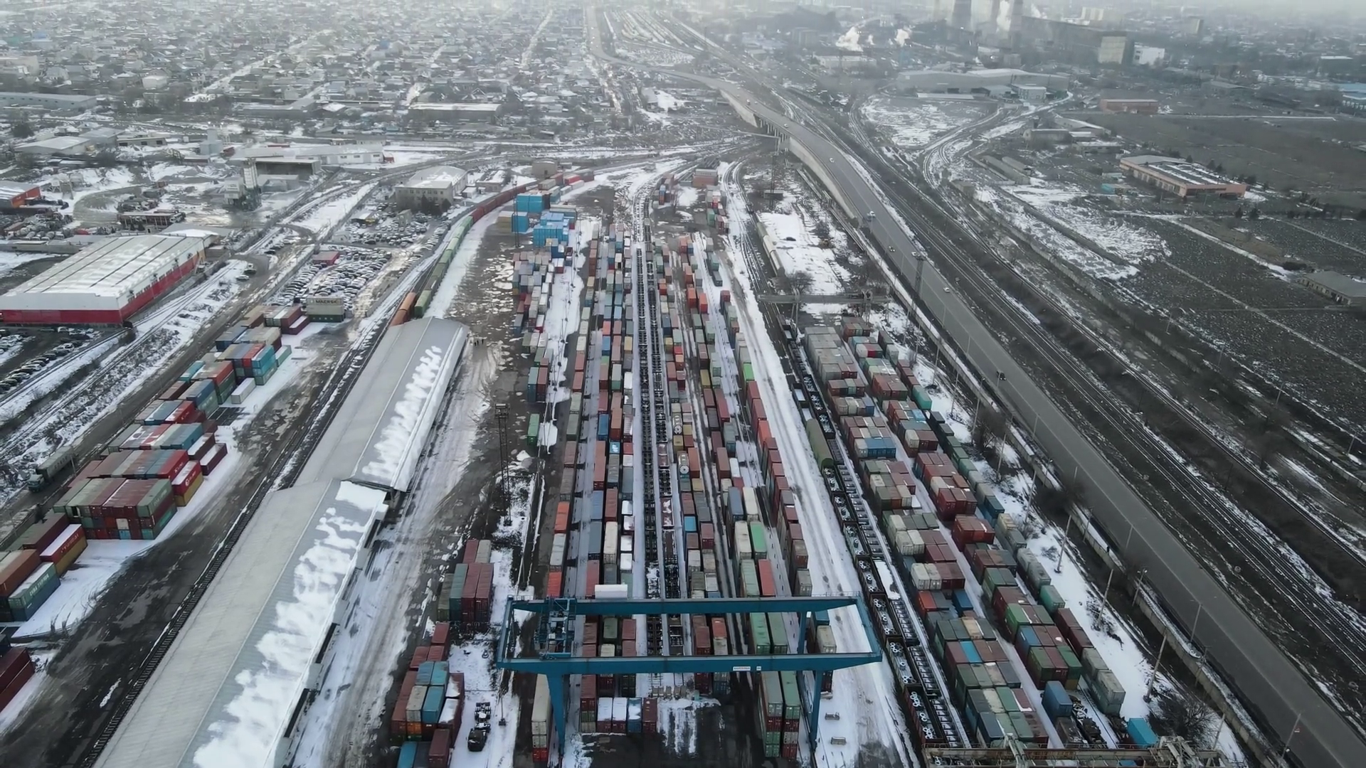 High Angle Aerial View Of Large Intermodal Stock Footage SBV-353186888 ...