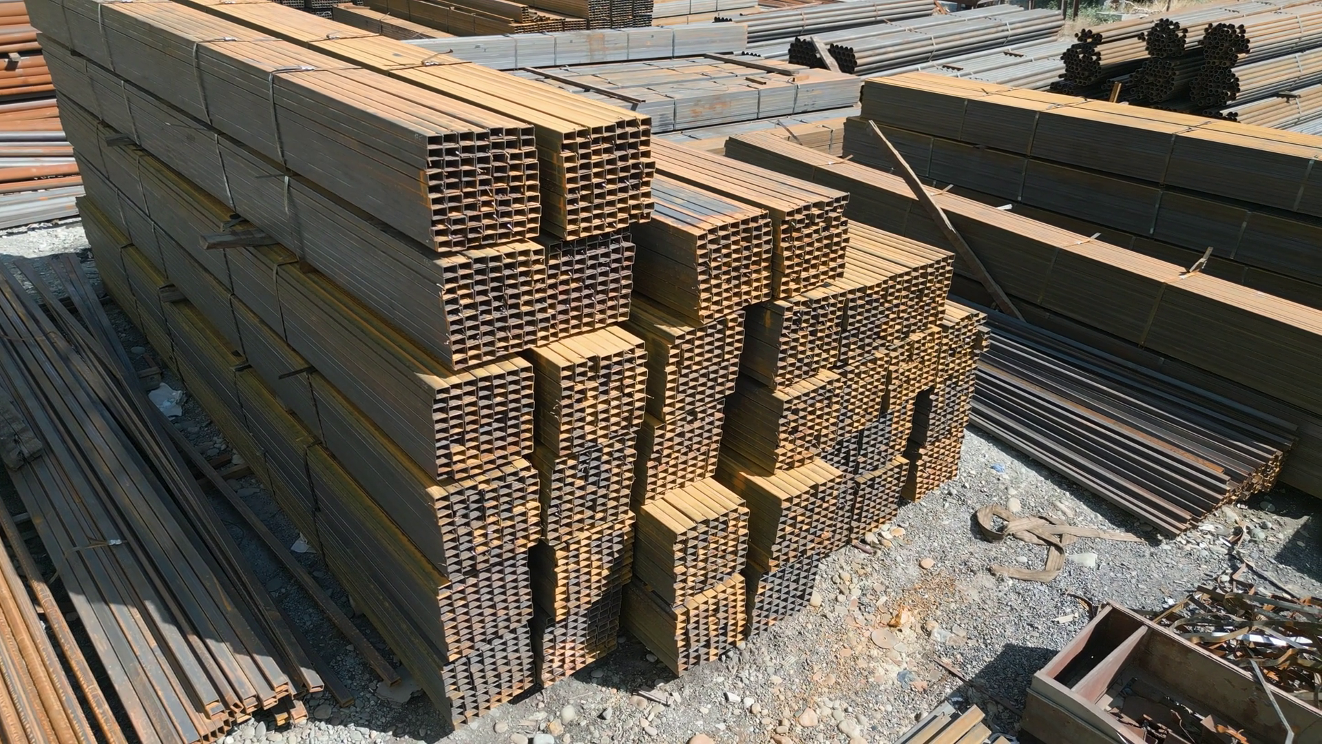 Aerial View Of Galvanized Iron Pipes Stack Stock Footage SBV-351930595 ...