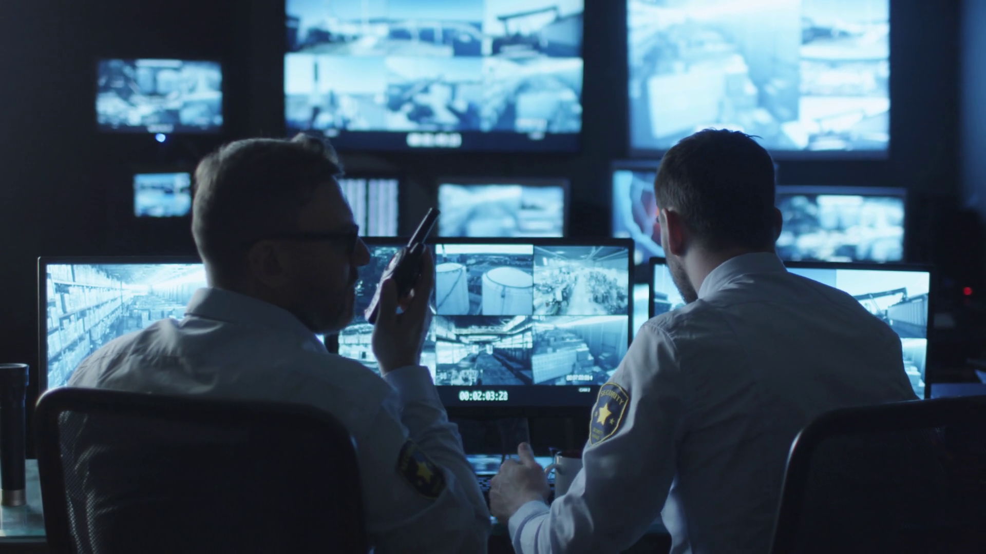 Two Security Officers Noticed Trespasser On Stock Footage SBV-352128735 ...