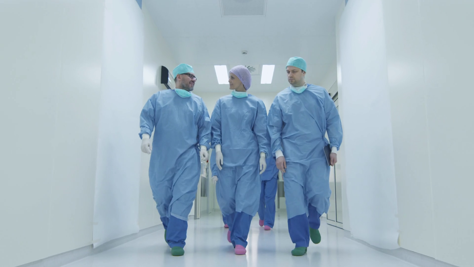 Team Of Doctors Nurses Walking Through Stock Footage SBV-352145000 ...