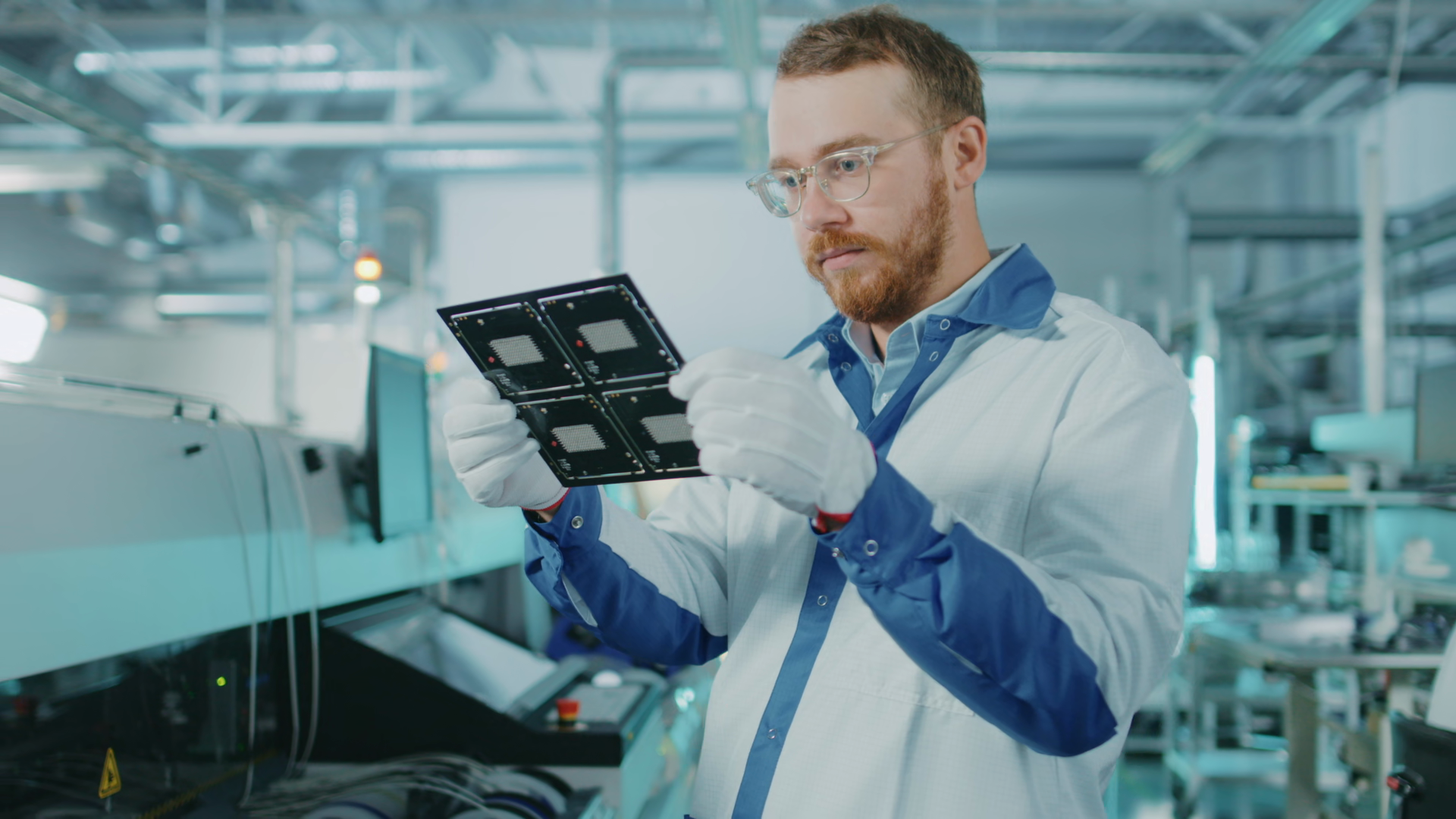 High-tech Factory: Quality Control Inspector Stock Footage SBV ...