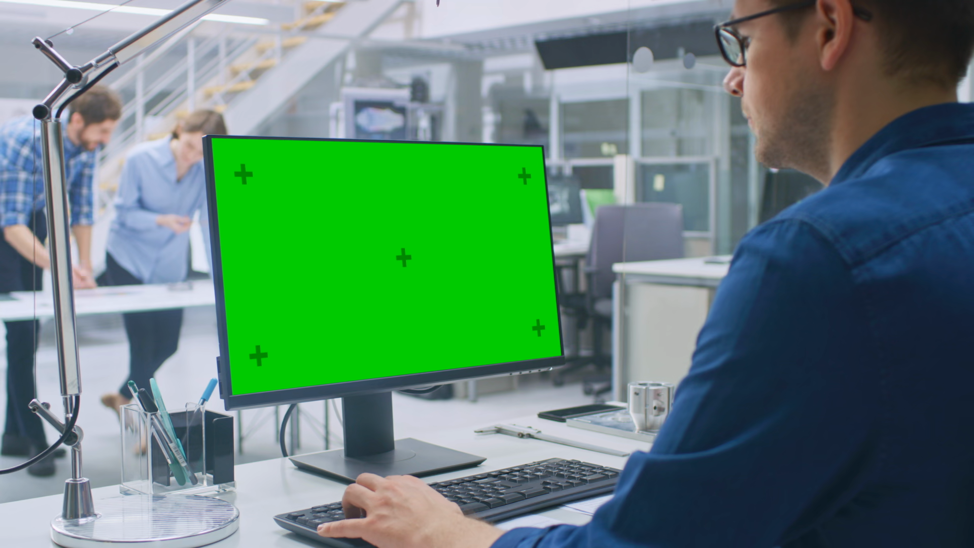Over Shoulder Shot Of Engineer Working With Stock Footage SBV-353848730 ...