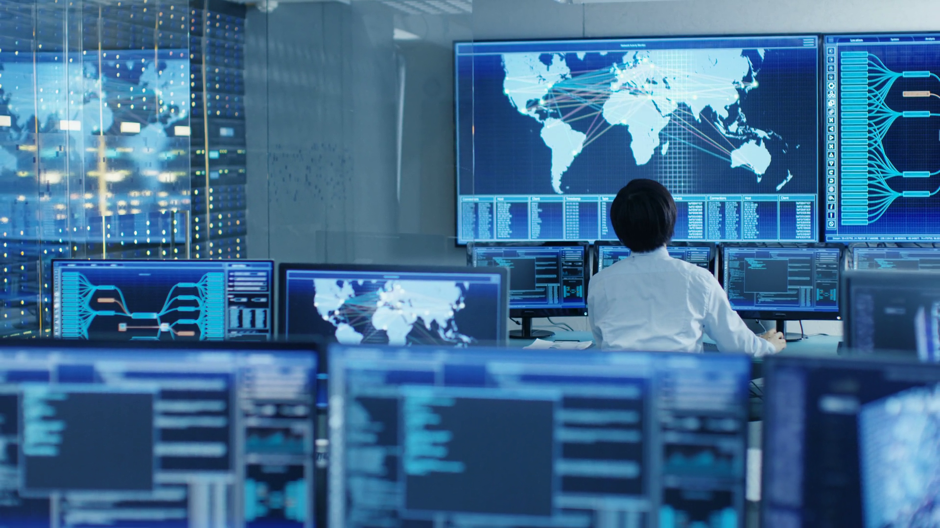 In System Control Room Operator Sits At Stock Footage SBV-352907572 ...