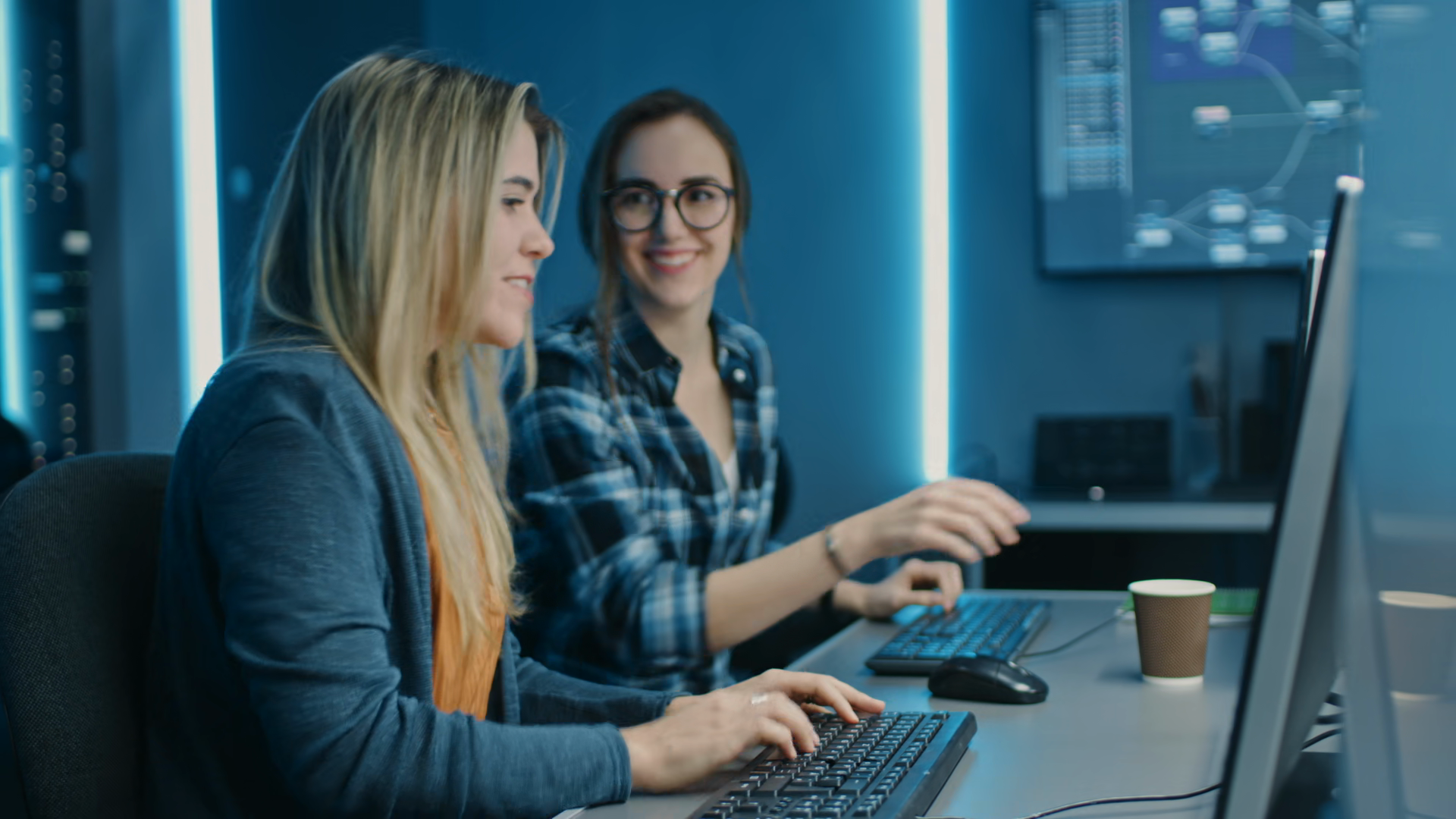 Two Female Programers Working On Desktop Stock Footage SBV-353787964 ...