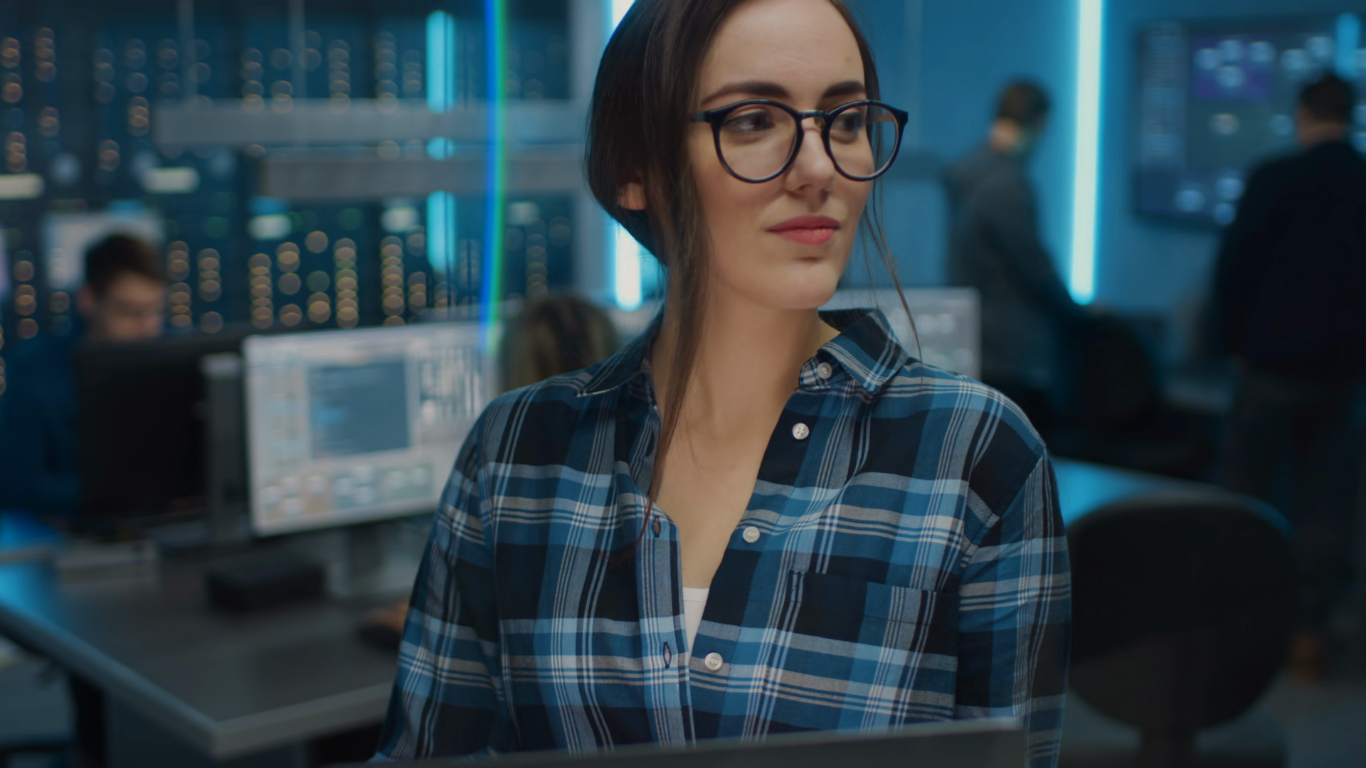 Portrait Of Smart Focused Young Woman Stock Footage SBV-353788434 ...