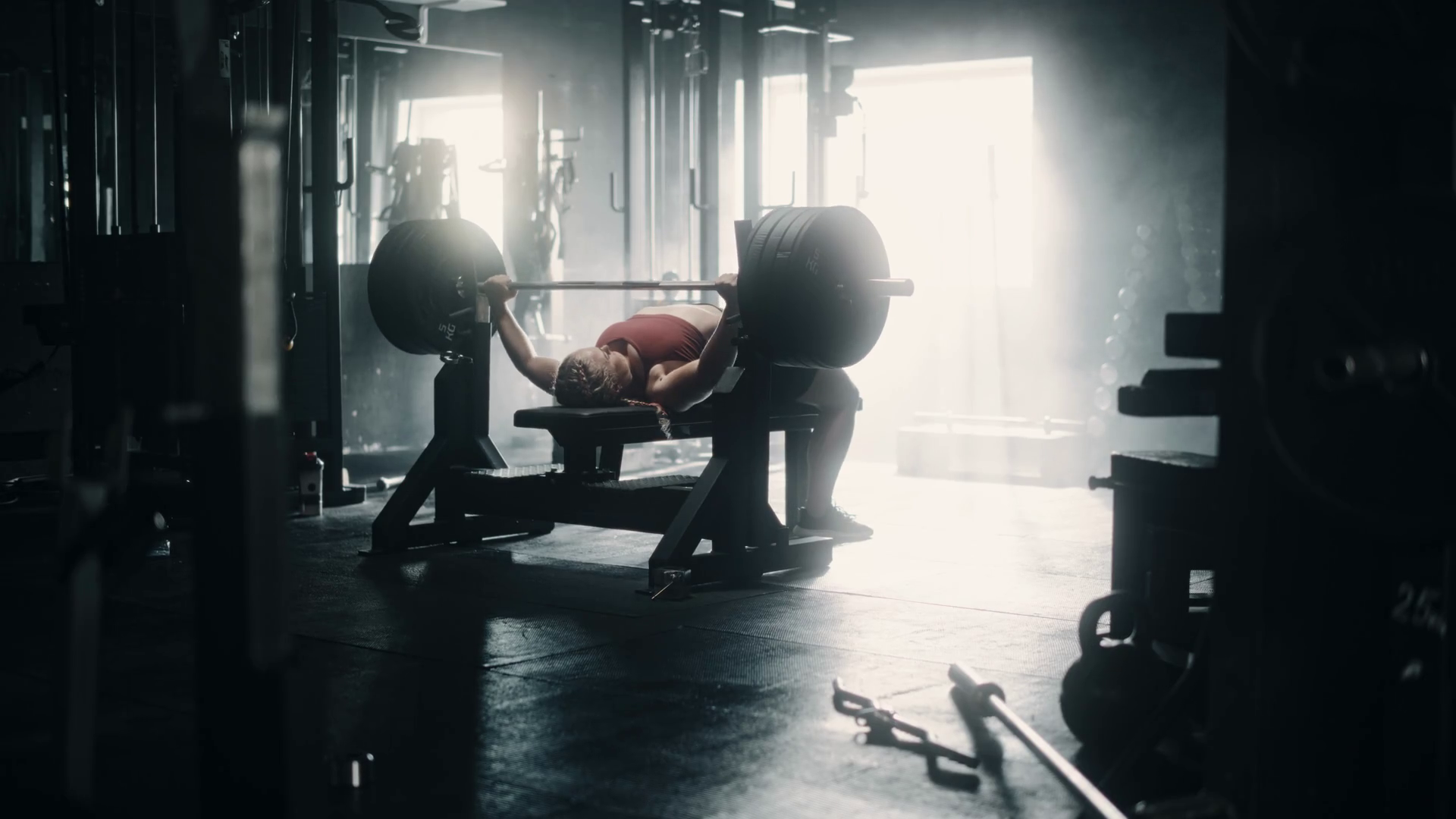 Wide Shot Of Female Powerlifter Exercising Stock Footage SBV-348454579 ...