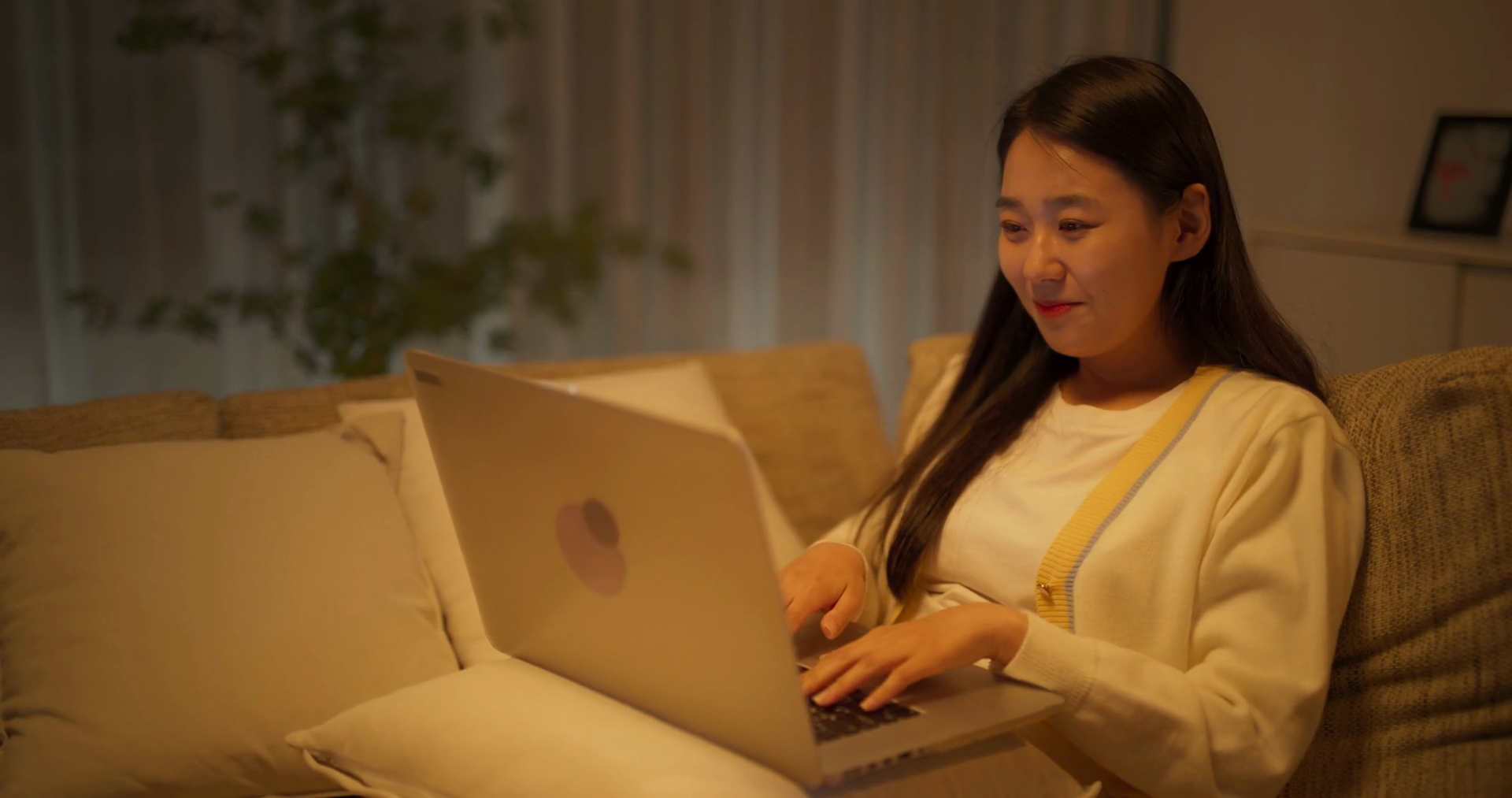 South Korean Female Using Laptop Computer In Stock Footage SBV ...