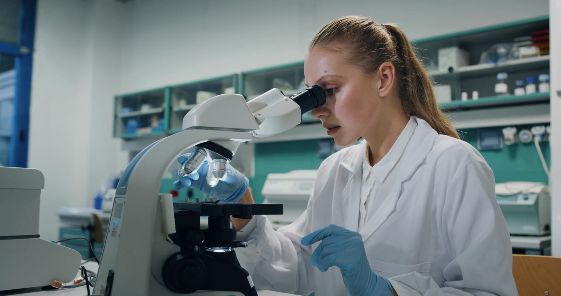 Portrait Of Blond Female Scientist Is Stock Footage SBV-348969395 ...