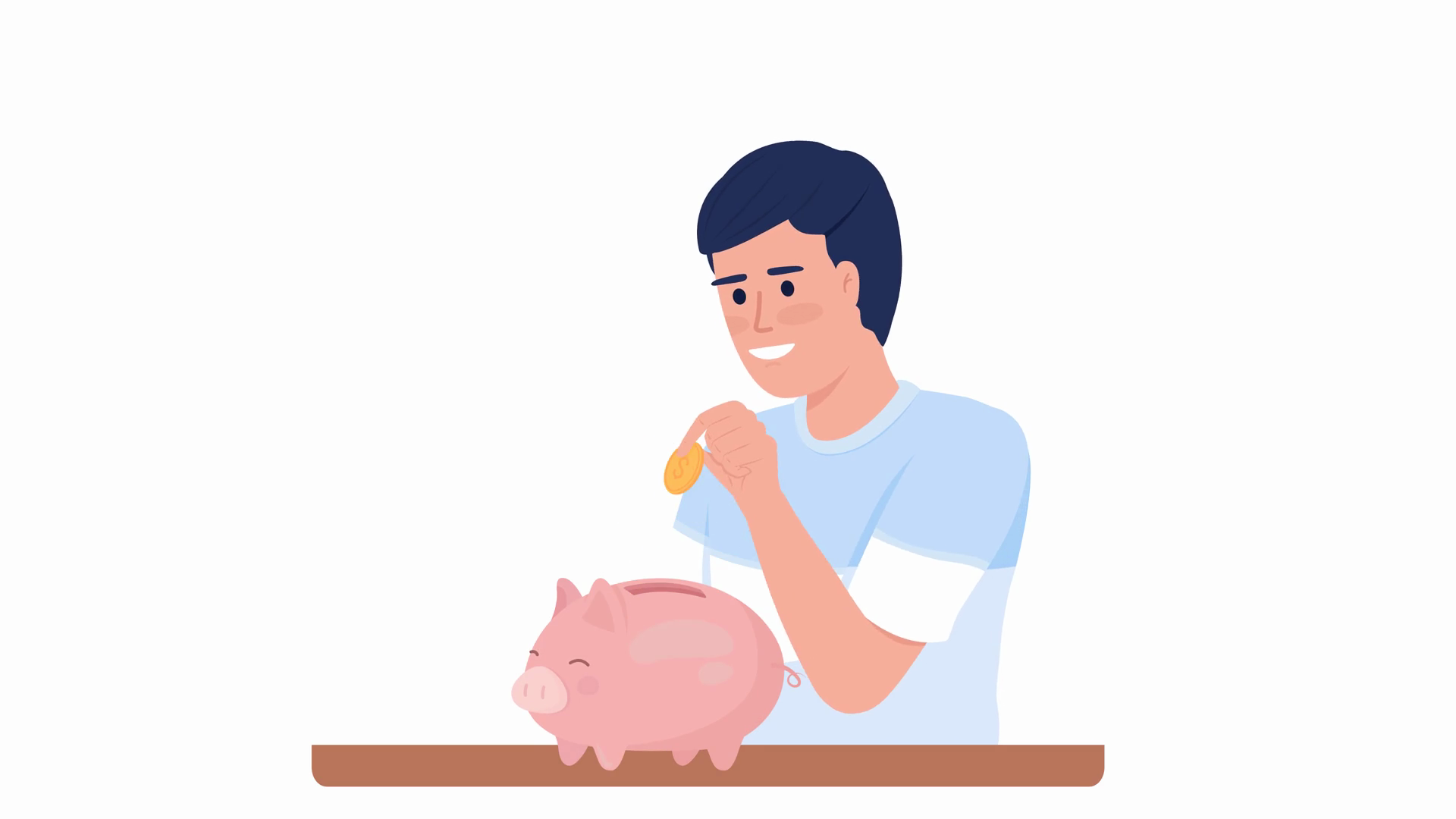 Animated Frugal Male Character Putting Coin Stock Motion Graphics SBV ...