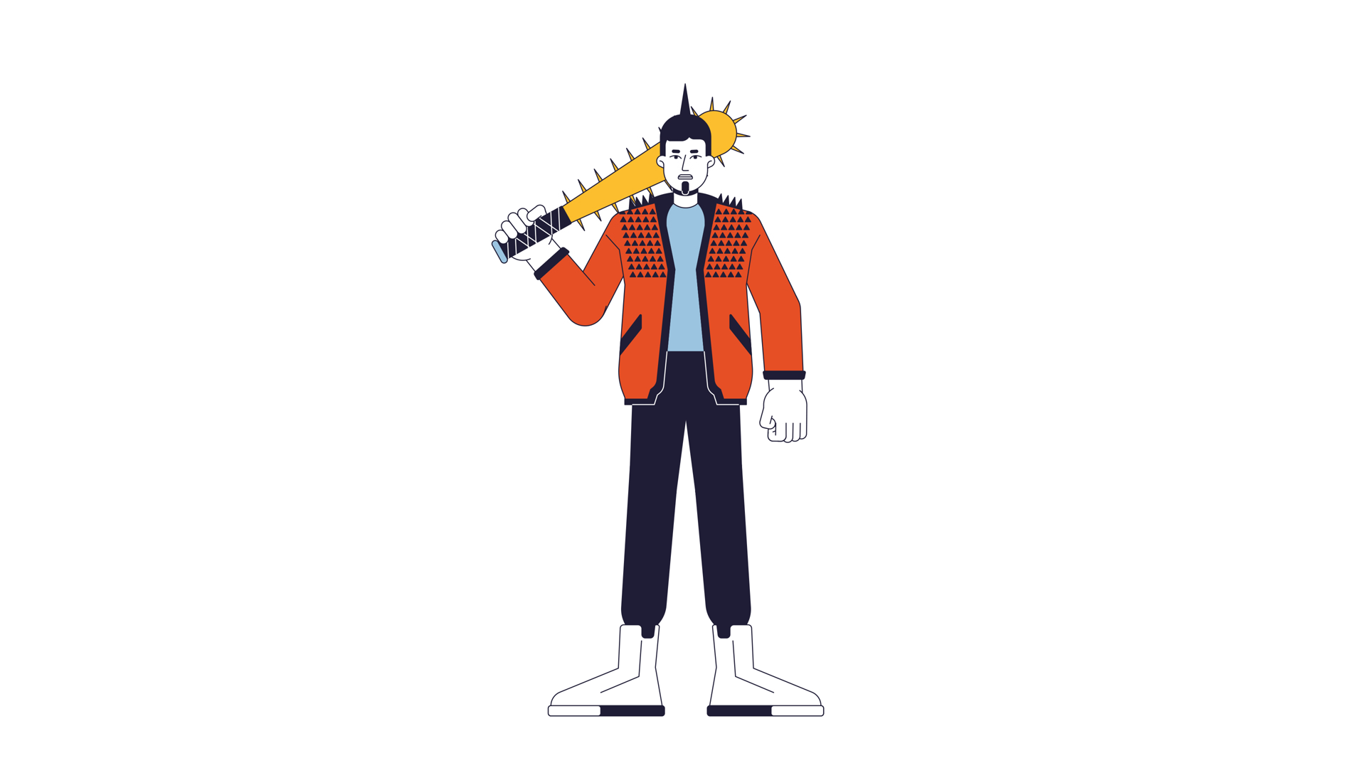Angry Man With Mohawk Holding Spiked Bat 2d Stock Footage SBV-353827575 ...