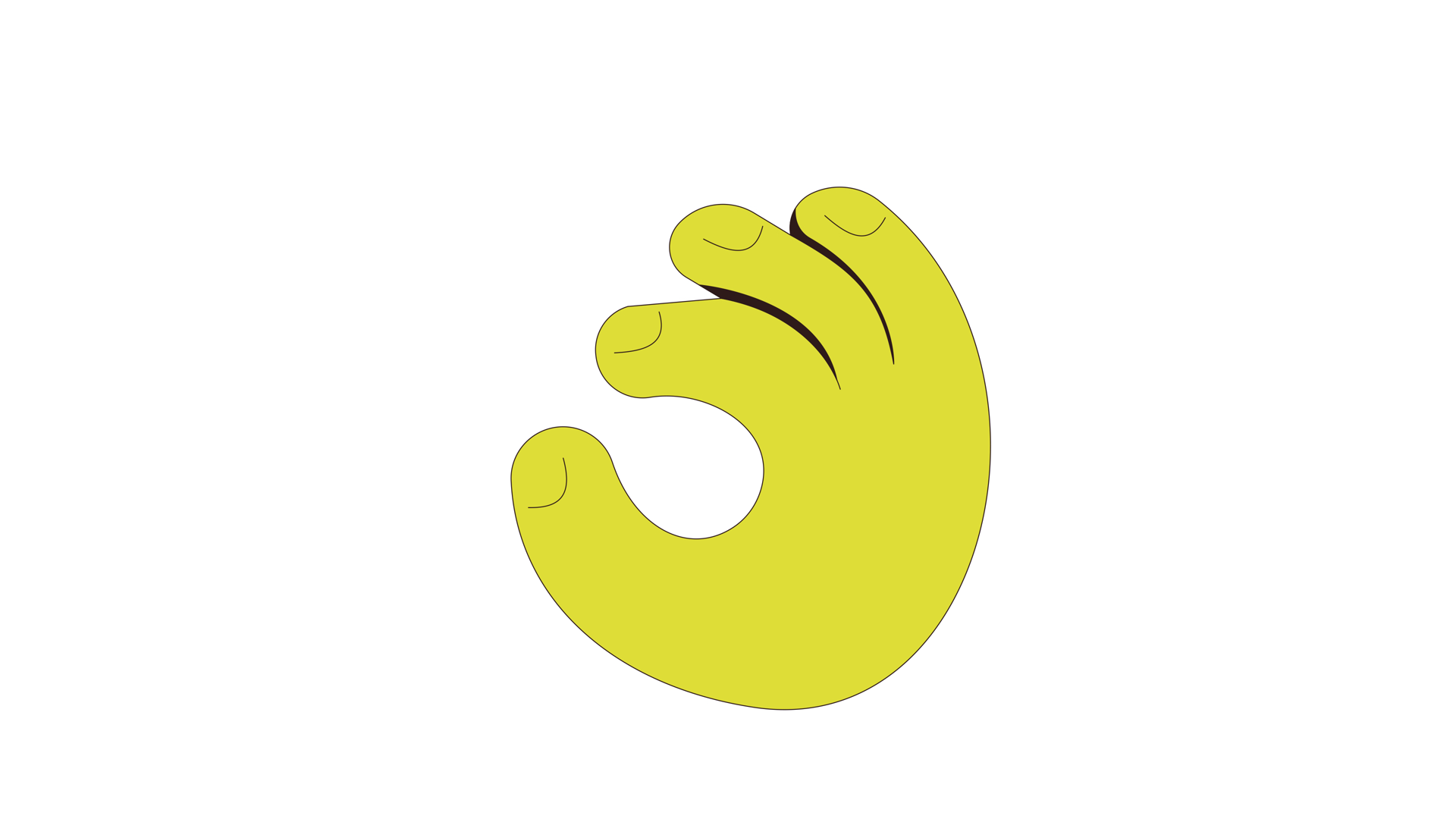 Yellow Hand Making Gesture 2d Cartoon Object Stock Footage SBV ...