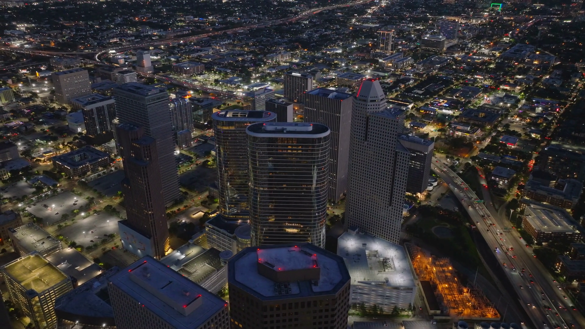 Houston's Dazzling Cityscape At Night From Stock Footage SBV-349044462 ...