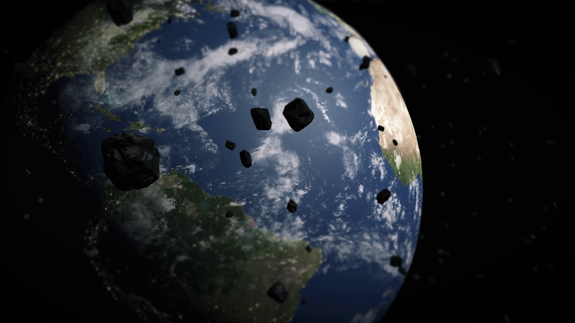 Fly Around Planet Oceans Continents Meteor Stock Footage SBV-348673621 ...