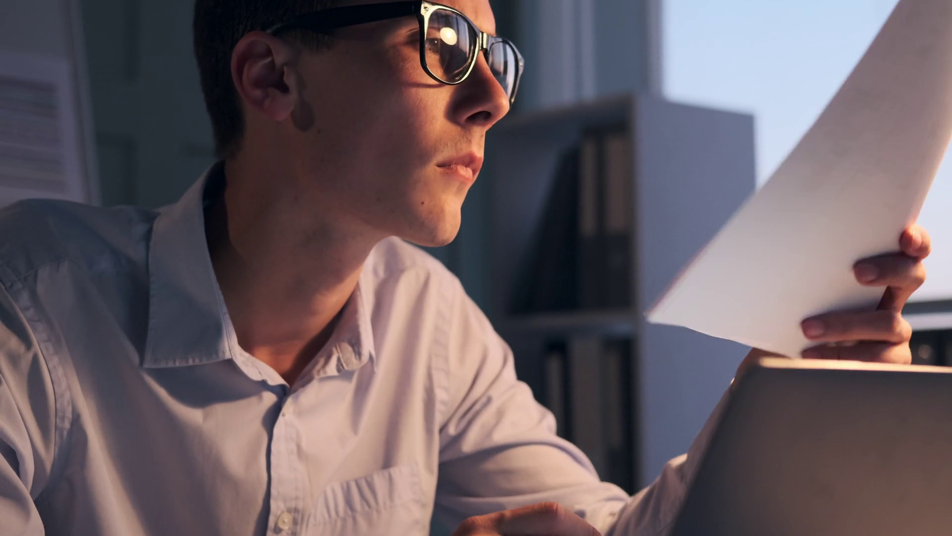 Portrait Of Serious Businessman Working With Stock Footage SBV ...