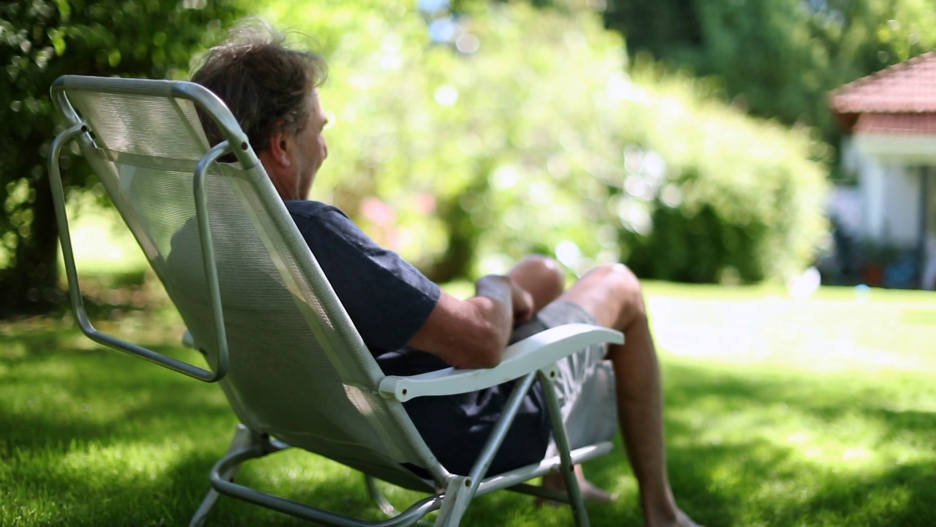 Senior Man Resting Outside In Backyard Home Stock Footage SBV-349072672 ...