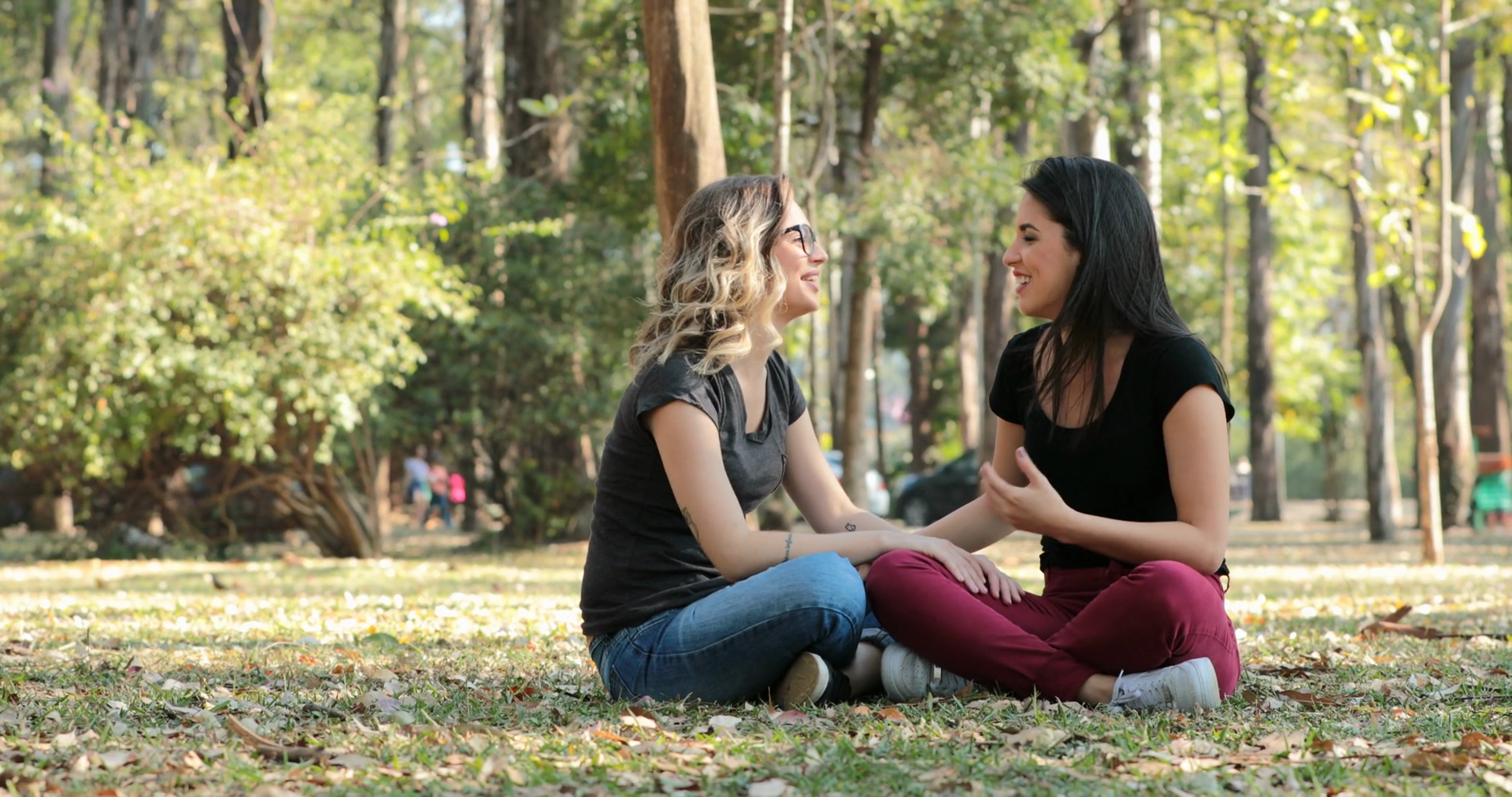 Two Friends Talking To At Park Candid Stock Footage SBV-349207409 ...