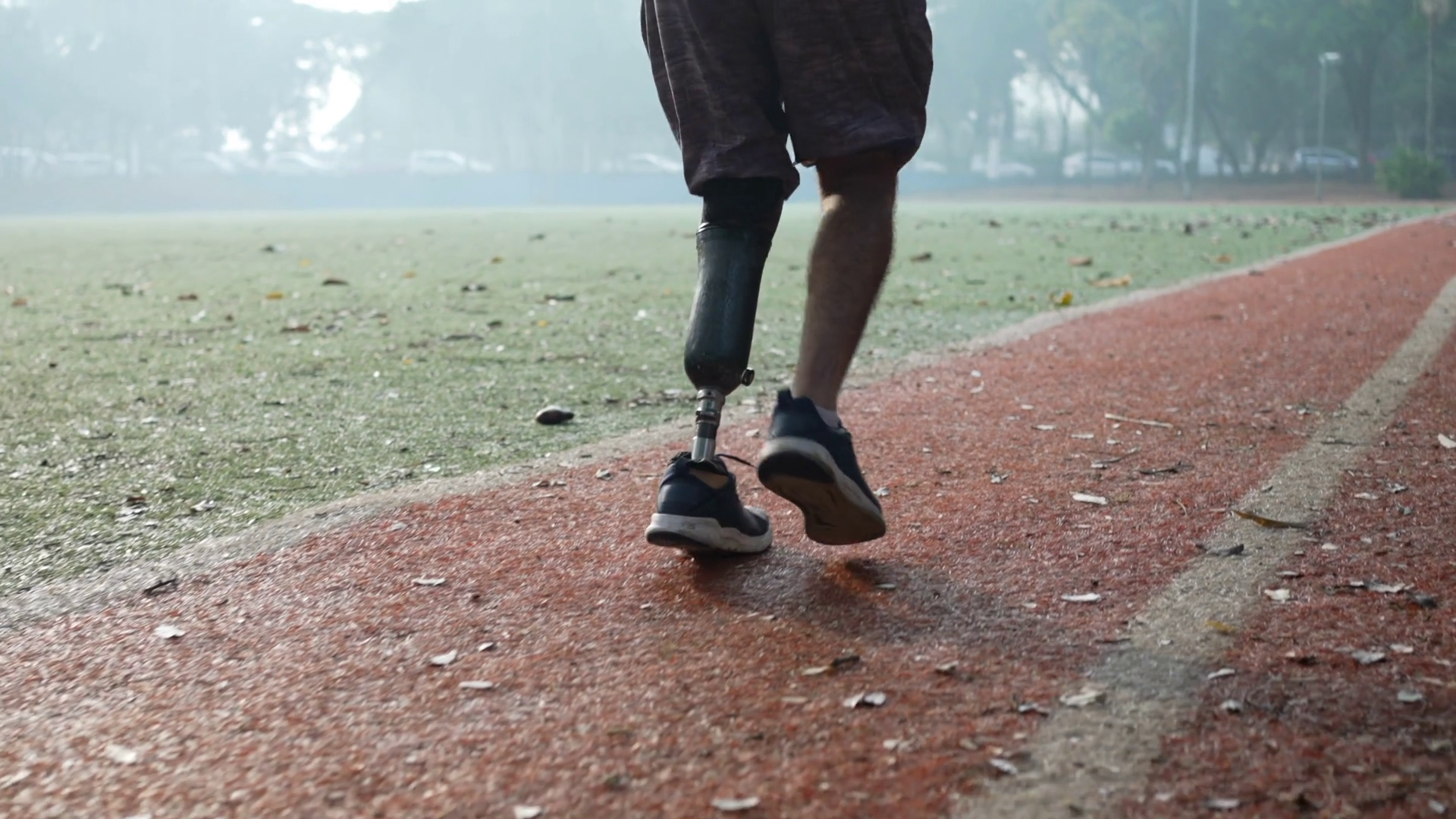 Resilient Strides: Amputee Athlete Runs With Stock Footage SBV ...