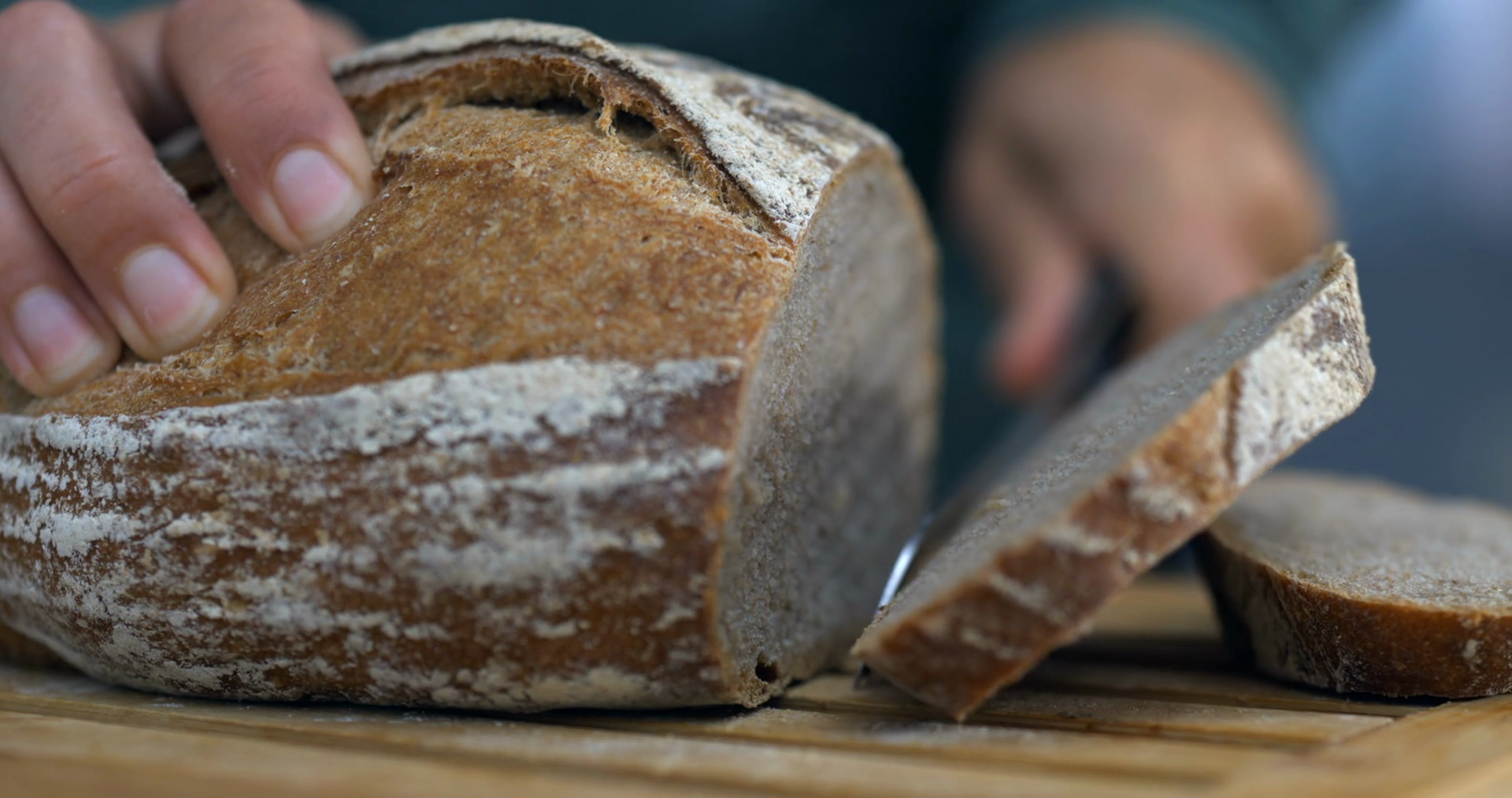 Close Up View Of Hand Slicing Wholewheat Stock Footage SBV-348491262 ...