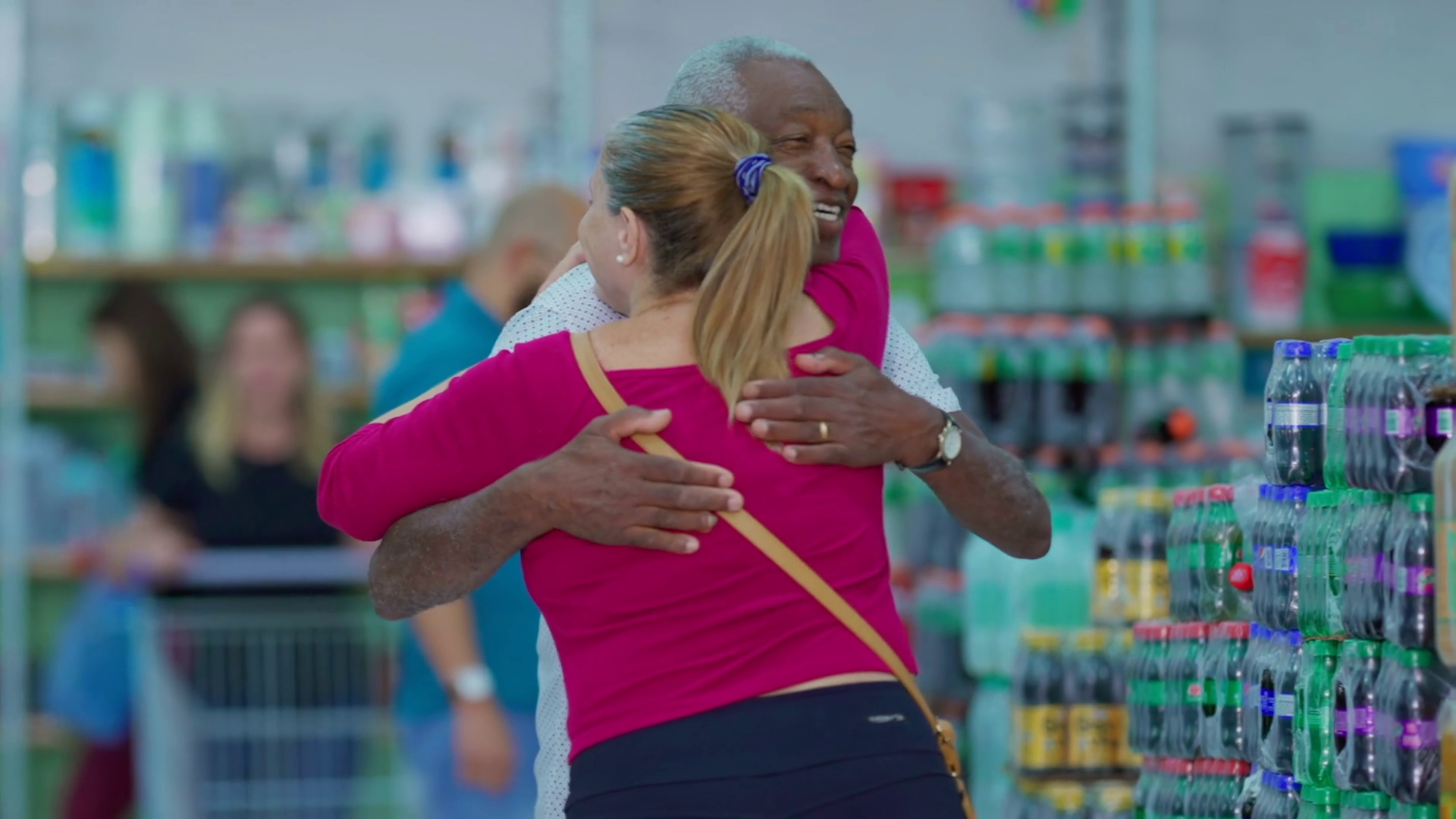 Candid People Hugging At Grocery Store Stock Footage SBV-348475750 ...