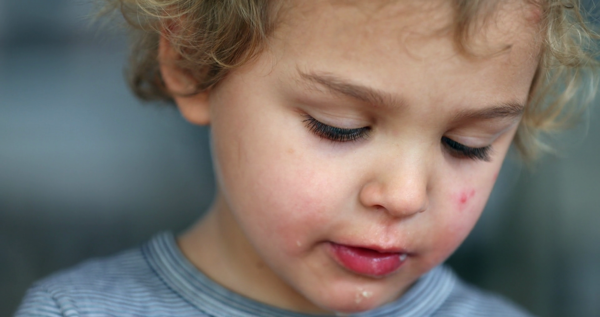 Close Up Of Toddler Face Chewing Food Casual Stock Footage SBV ...