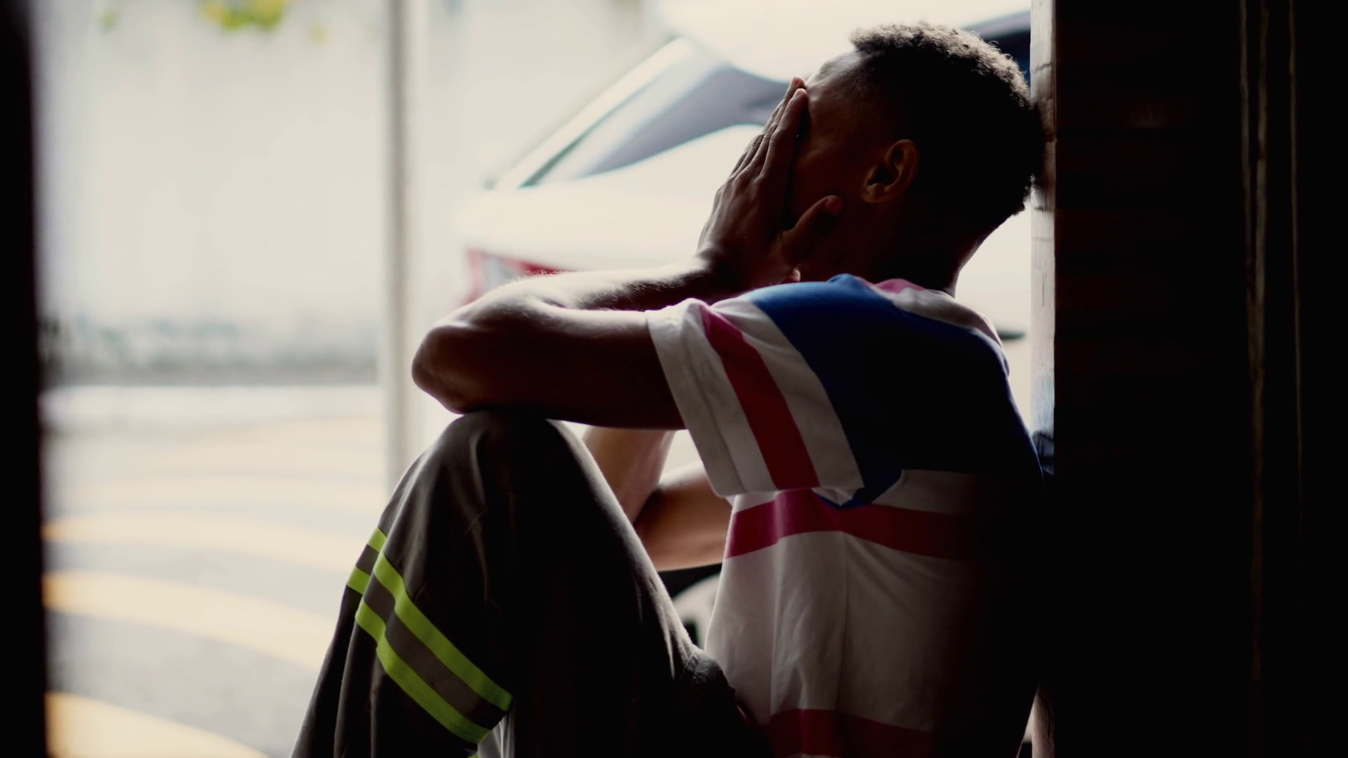 Depressed Man Sitting On Floor Sad Unhappy Stock Footage SBV-348476180 ...