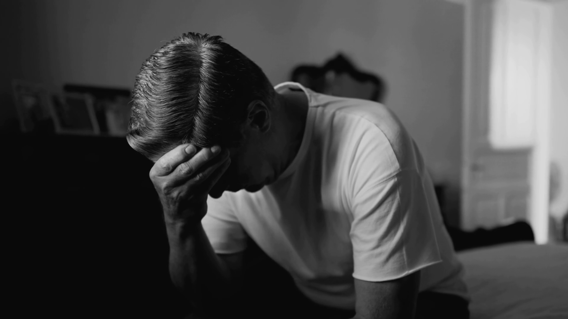 Dramatic Despair Of Middle Aged Man Covering Stock Footage SBV ...