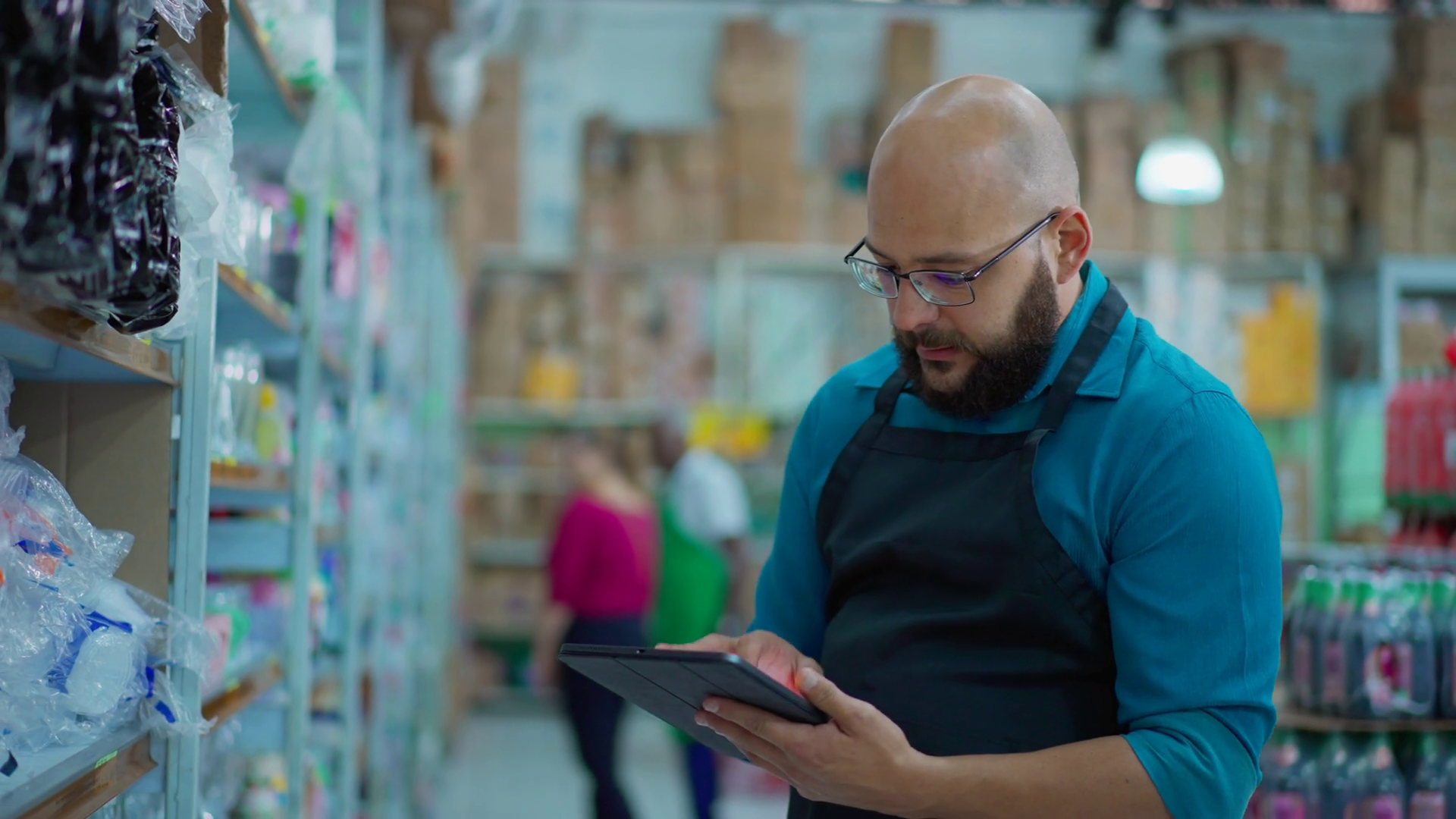Grocery Store Employee Inspecting Products Stock Footage SBV-348512574 ...
