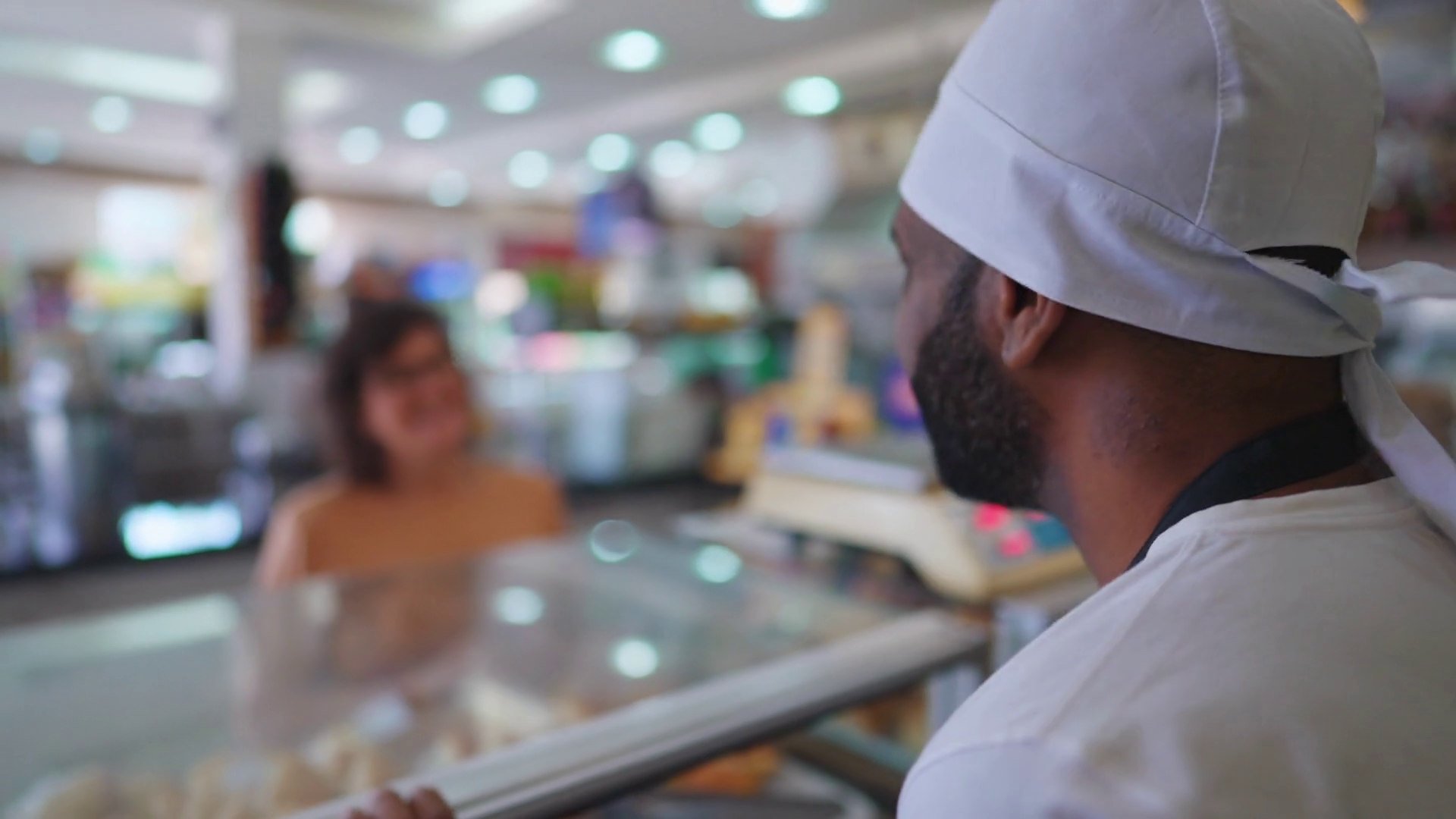 Employee Assisting Customer Behind Deli Stock Footage SBV-348566232 ...