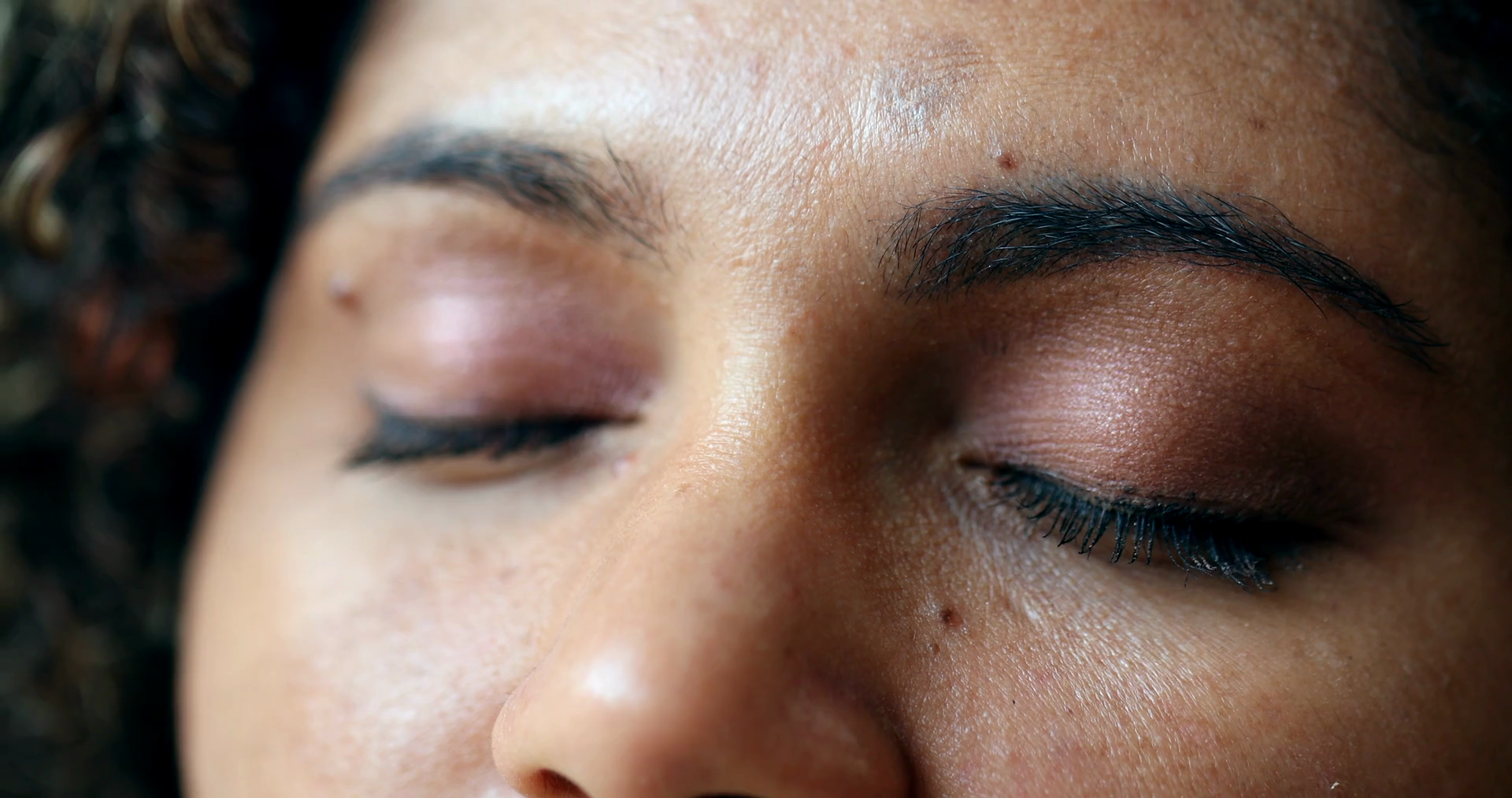 Hopeful Woman Closing Eyes In Contemplation Stock Footage SBV-348904569 ...