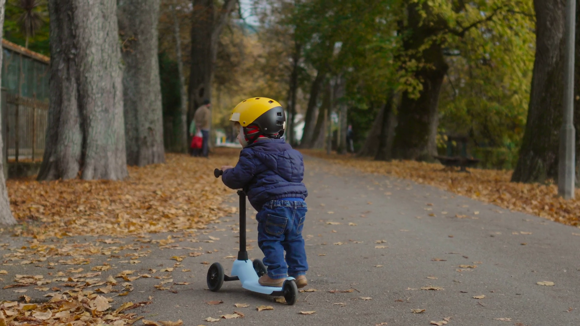 Toddler Pausing On Three-wheel Scooter Stock Footage SBV-353475507 ...