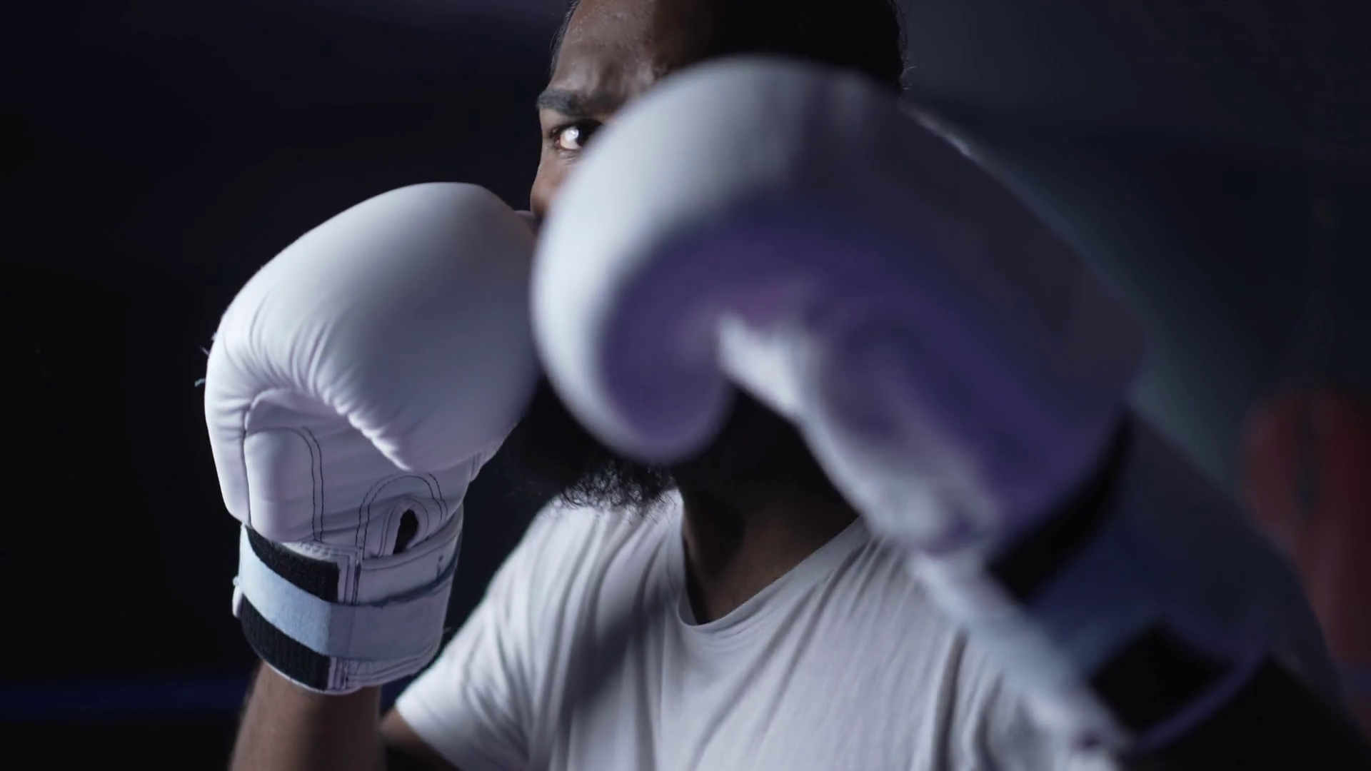 One Young Black Fighter Punching Camera Stock Footage SBV-348939944 ...