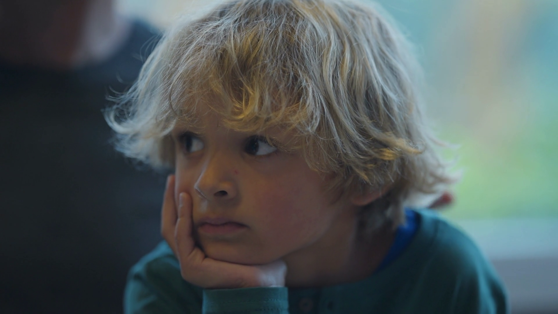 Portrait Contemplative Young Boy With Hand Stock Footage SBV-348899480 ...