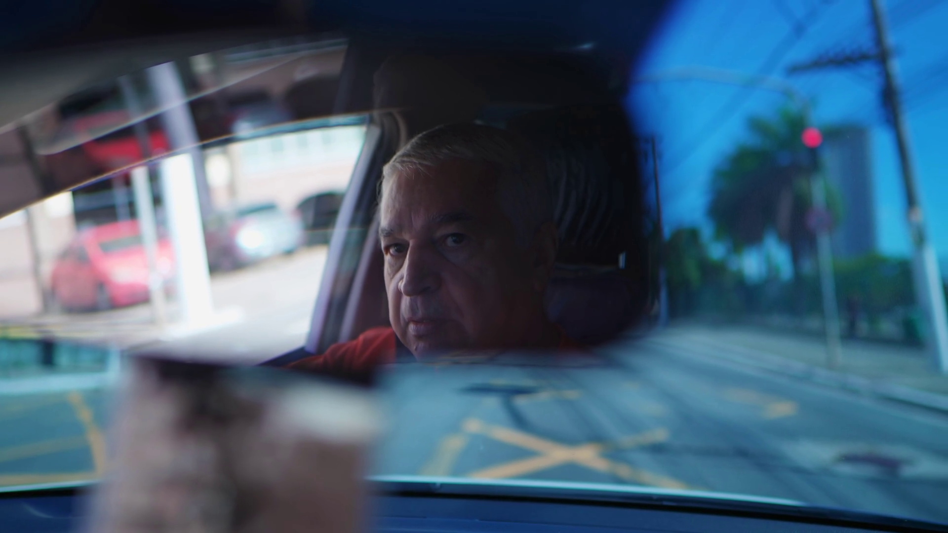 Senior Driver Seen Through Rearview Mirror Stock Footage SBV-348508645 ...