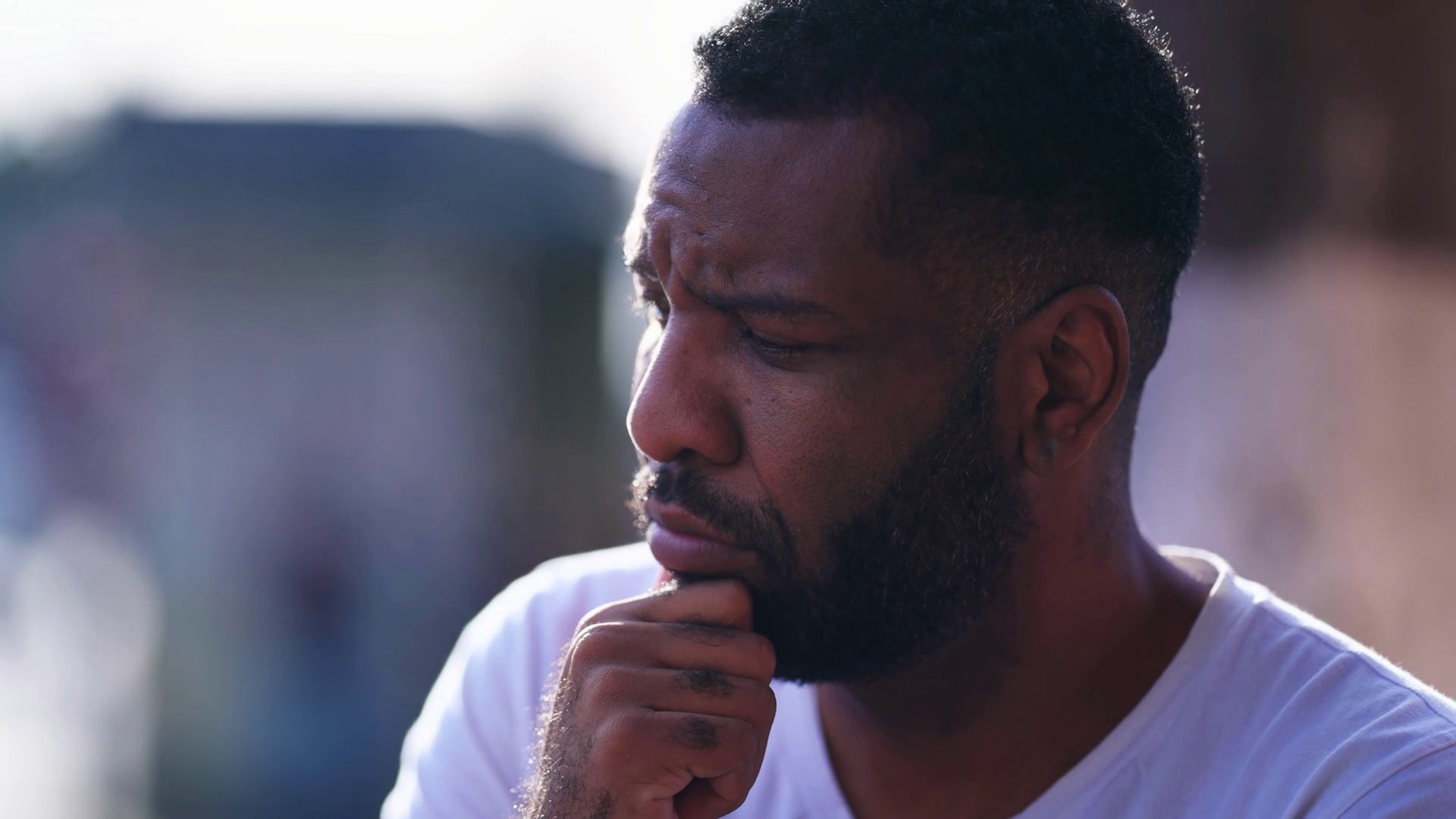 Thoughtful African American Man Preoccupied Stock Footage SBV-348500728 ...