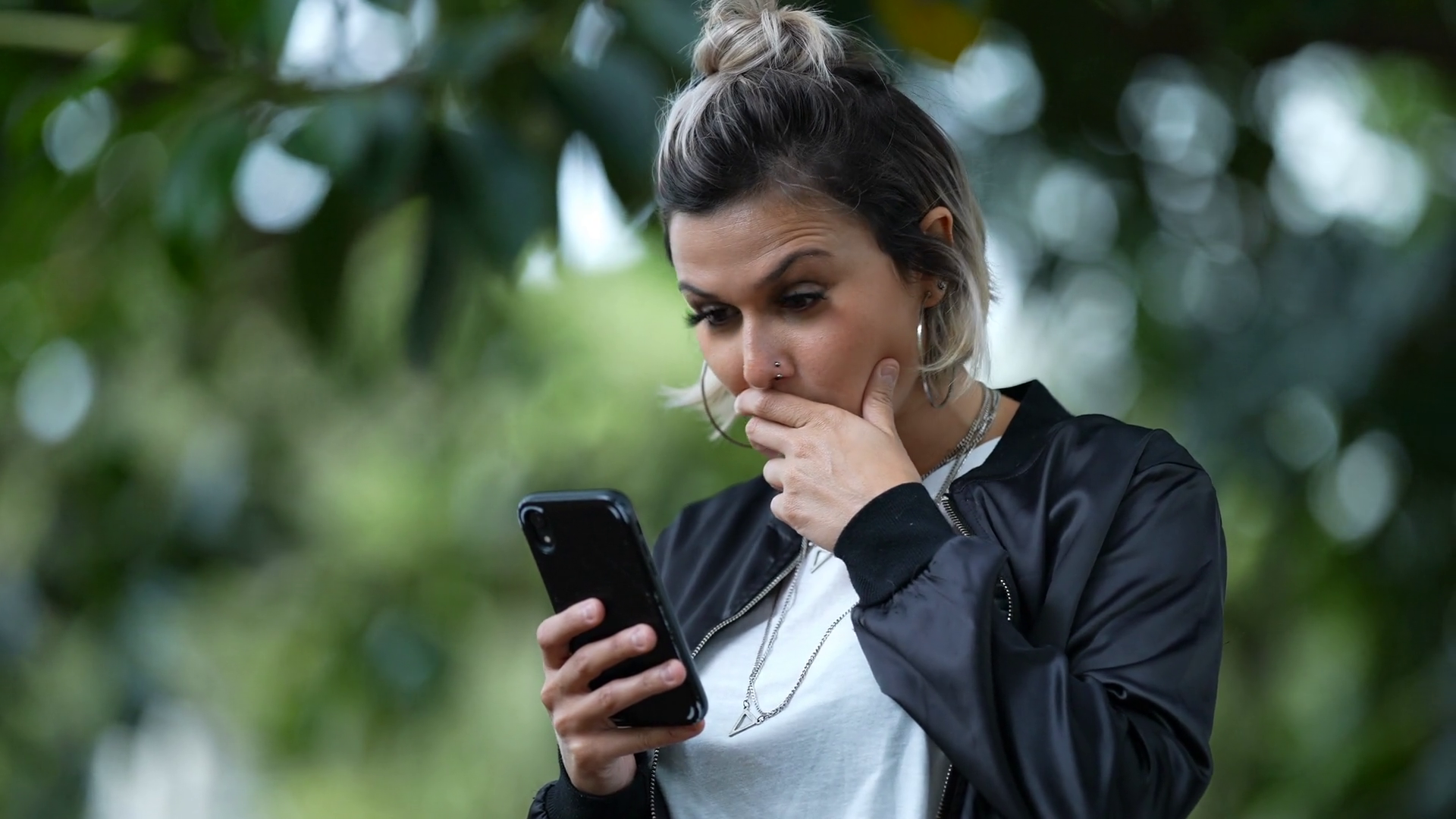 Woman Shock Reaction To Cellphone Message Stock Footage SBV-348713803 ...