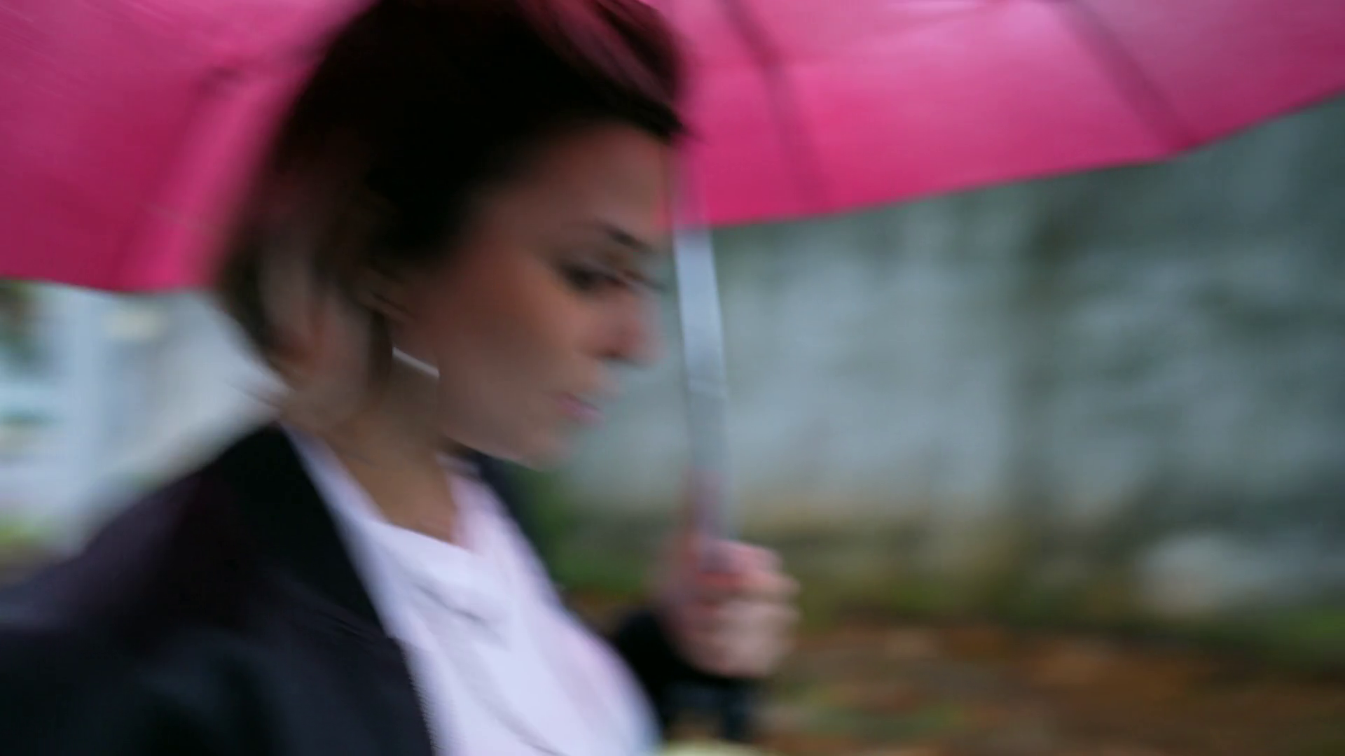 Young Woman Walking In Rain Drizzle Holding Stock Footage SBV-348716941 ...