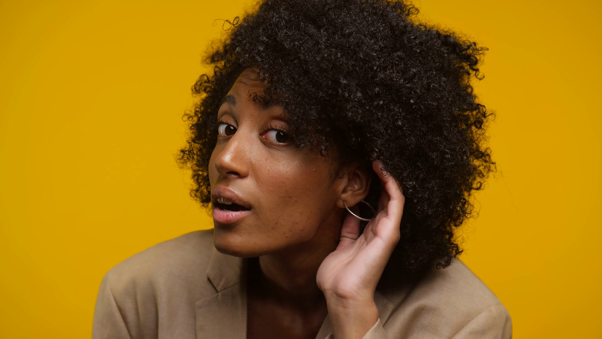 Woman Listening Intently With Hand To Ear On Stock Footage SBV ...
